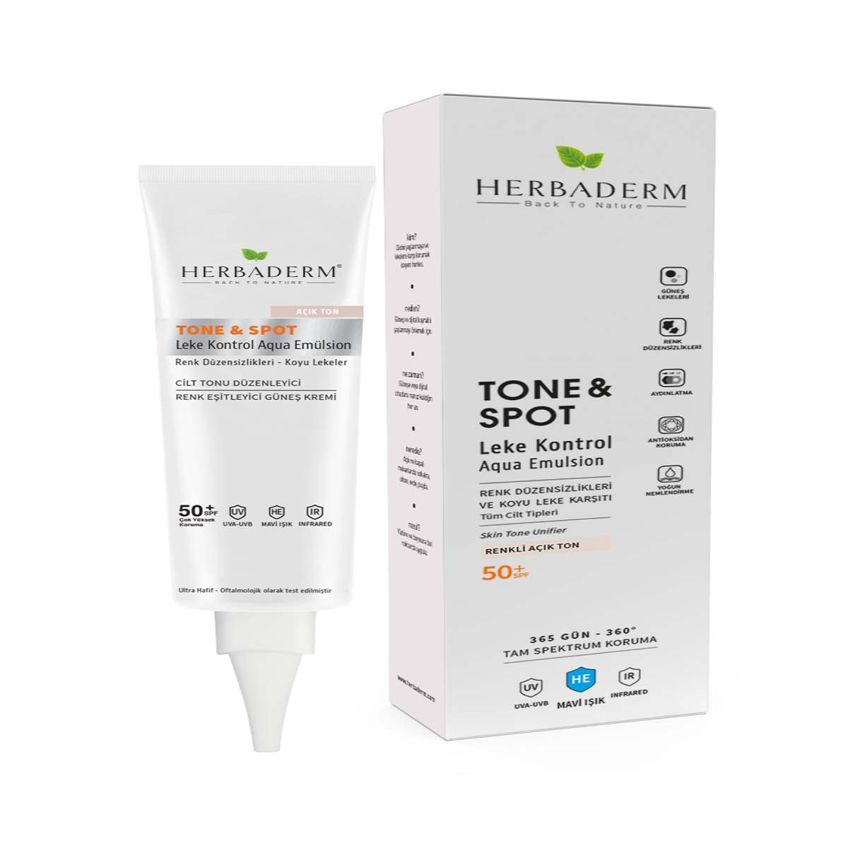Herbaderm Tone & Spot Tam Spektrum Koruma Koyu Leke Karşıtı Ve Renk Düzenleyici Renkli Açık Ton HERBA701467