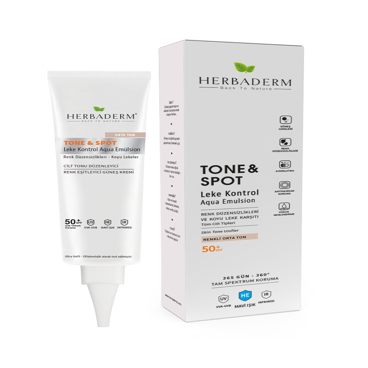 Herbaderm Tone & Spot Tam Spektrum Koruma Koyu Leke Karşıtı Ve Renk Düzenleyici Renkli Orta Ton HERBA701468