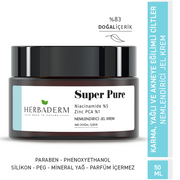 Herbaderm Yağlanmayı Azaltıcı Gözenek Sıkılaştırıcı, Sivilce Ve Leke Oluşumuna Karşı Nemlendirici Jel Krem Super Pure Niacinamide %5+ Zinc Pca %1 %83 Doğal İçerik HERBA701486