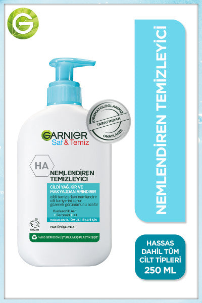 Garnier Saf&Temiz Salisilik Nemlendiren Temizleyici 250 ml (Niasinamid, Salisilik Asit, Seramid, Kil)