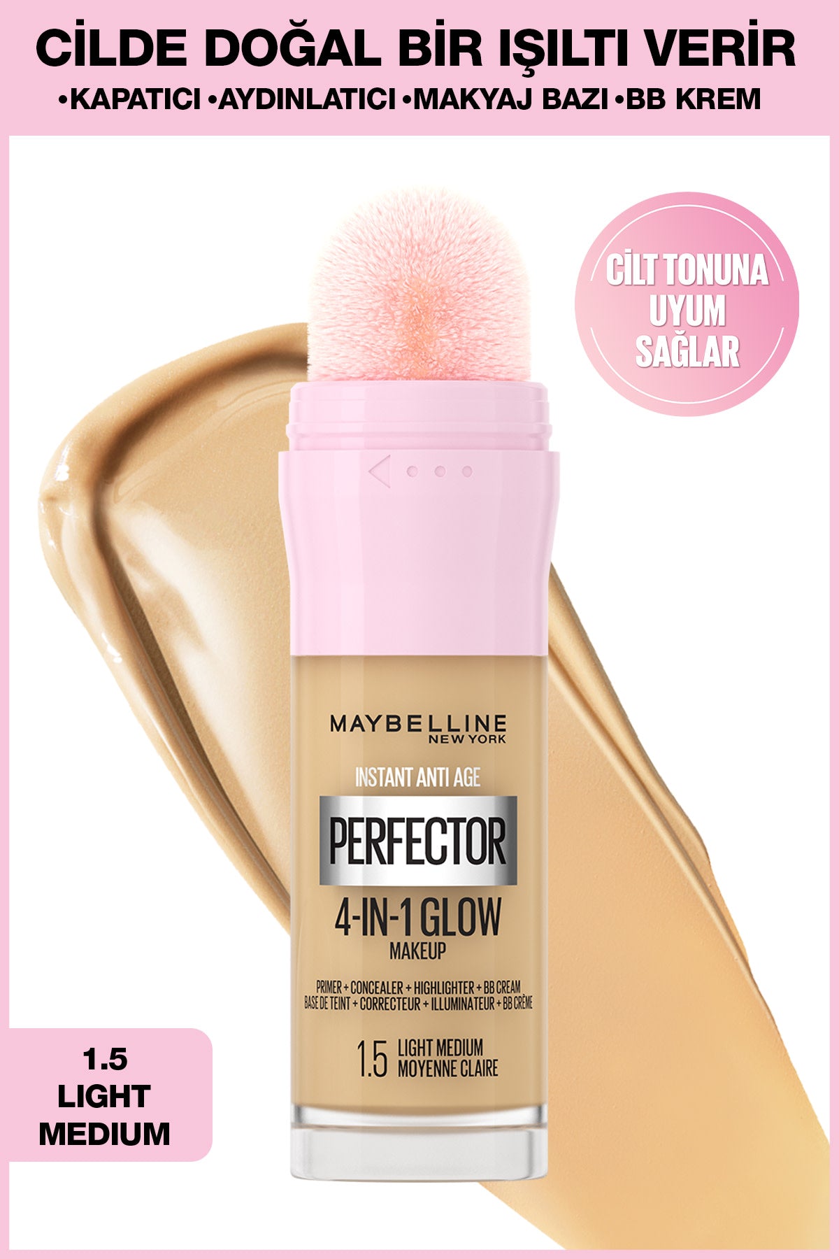 Instant Perfector Glow 4 Etki 1 Arada Fondöten- 1.5 Light Medium