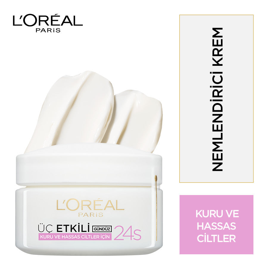 L'Oréal Paris 3 Etkili Günlük Bakım Kremi Hassas Ciltler 50ml