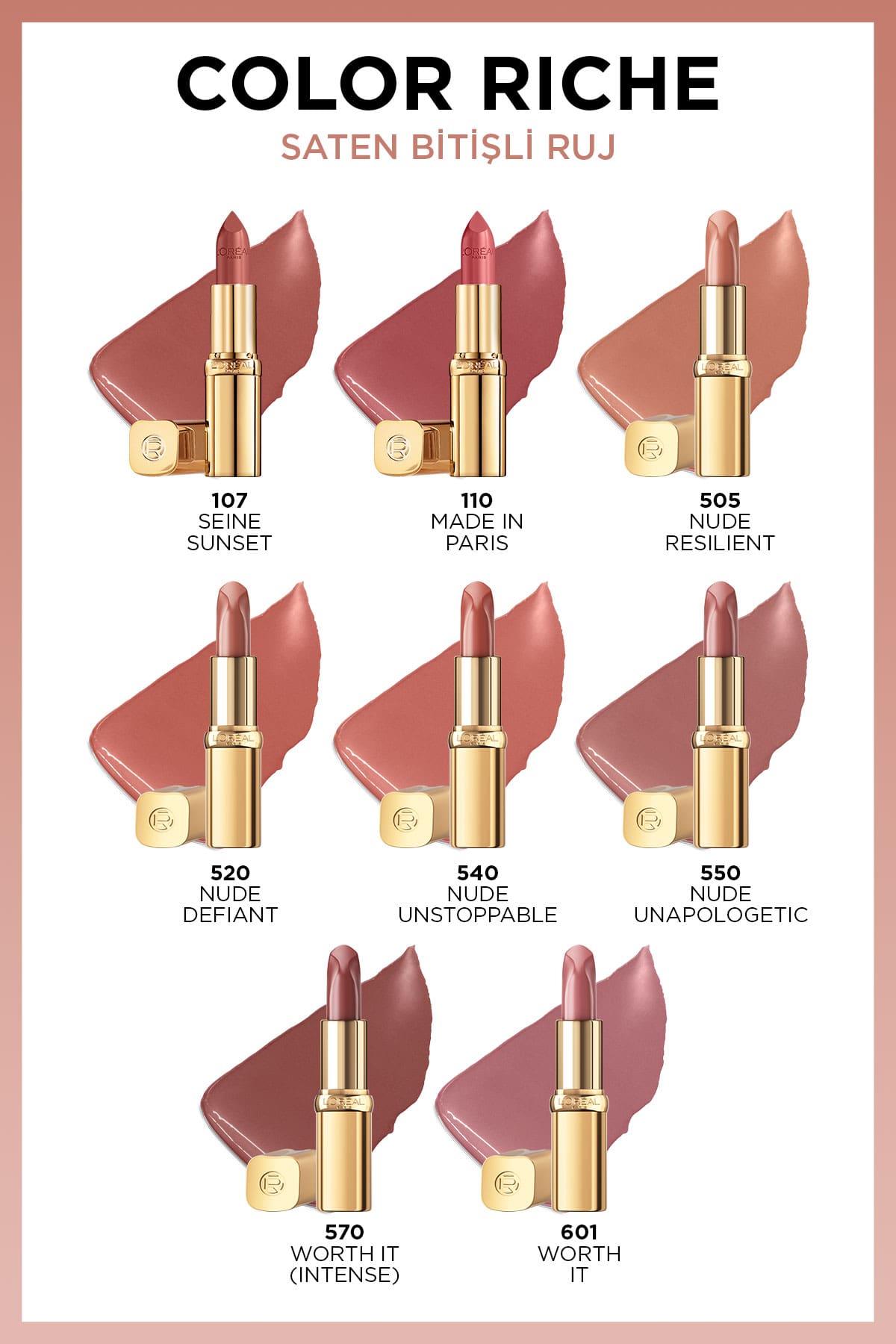 L'Oréal Paris Color Riche Saten Bitişli Ruj - 505 Nude Resilient