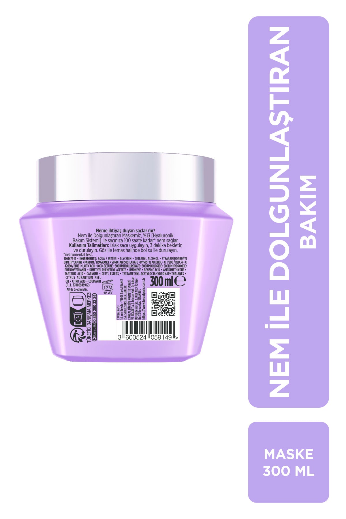 L'Oréal Paris Elseve Hydra [Hyaluronic] 72 Saat Nem ile Dolgunlaştıran Maske 300ml