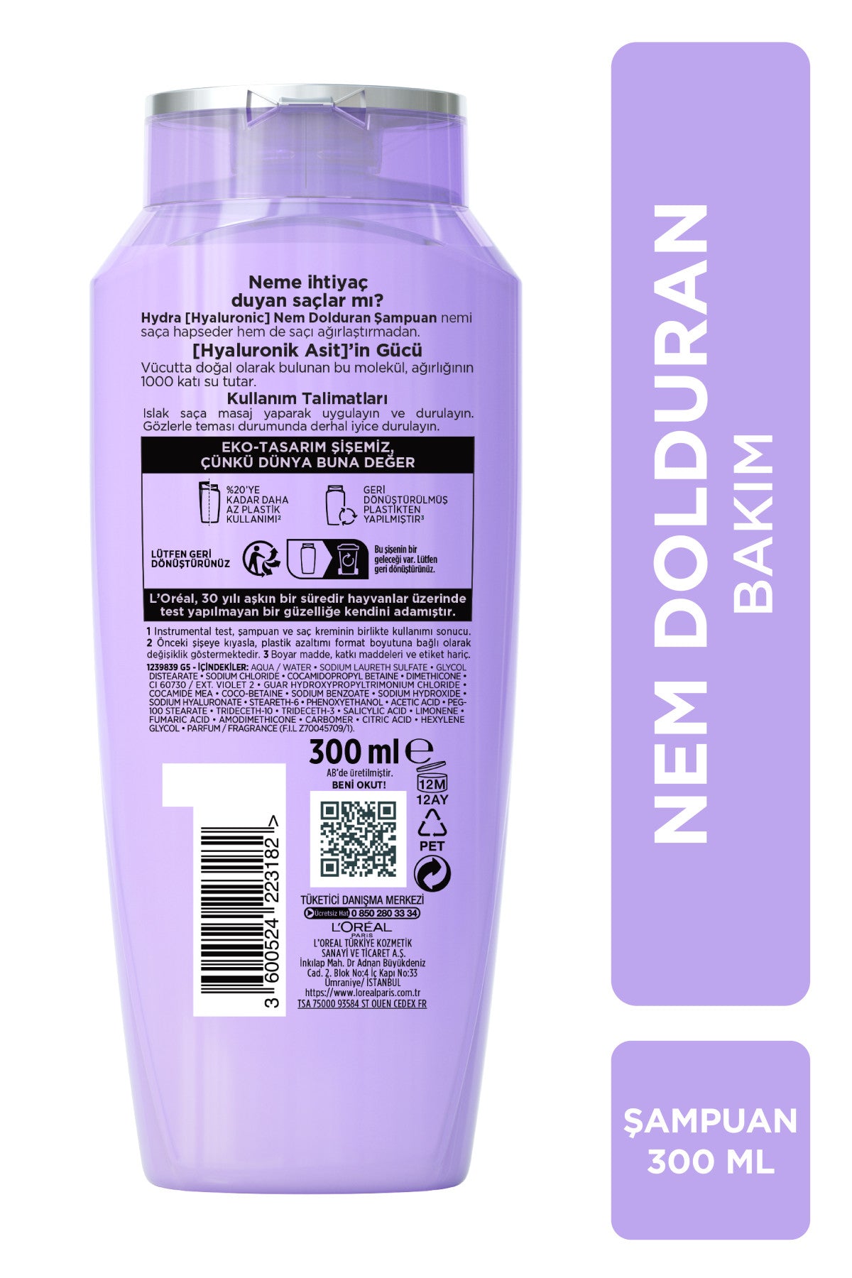 L'Oréal Paris Elseve Hydra [Hyaluronic] Nem Dolduran Bakım Şampuanı 300ml
