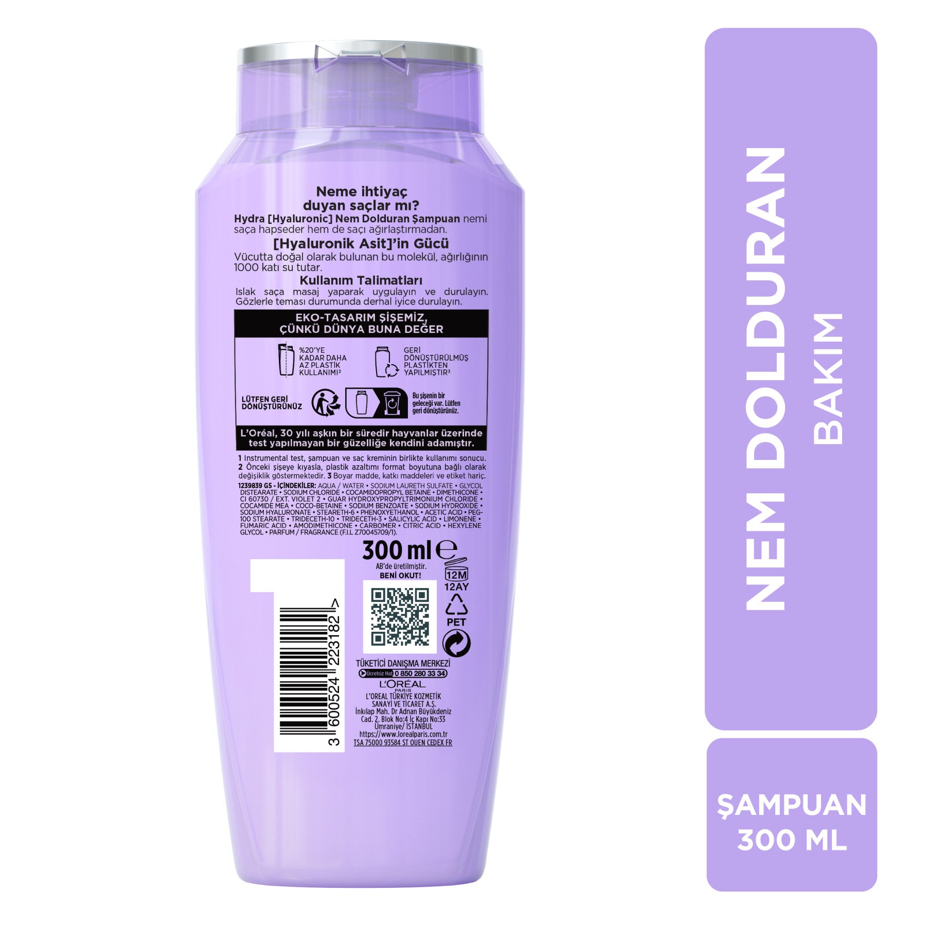 L'Oréal Paris Elseve Hydra [Hyaluronic] Nem Dolduran Bakım Şampuanı 300ml