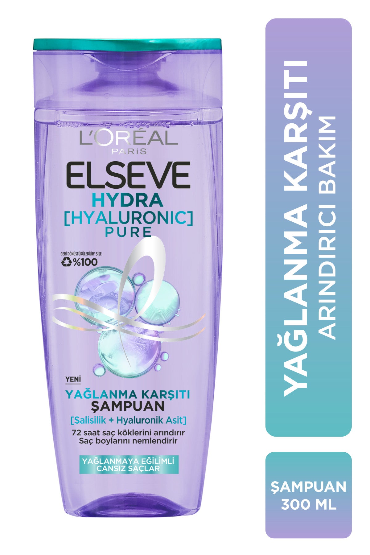 L'Oréal Paris Elseve Hydra [Hyaluronic] Pure Salisilik Asit İçeren Yağlanma Karşıtı Arındırıcı Şampuan 300ml
