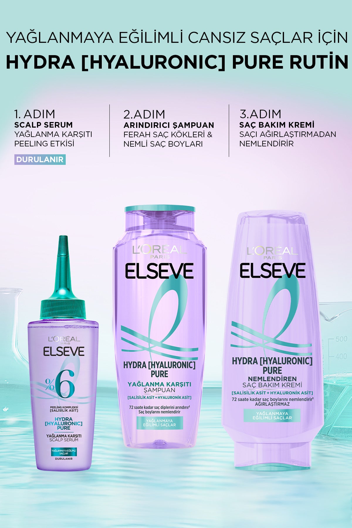 L'Oréal Paris Elseve Hydra [Hyaluronic] Pure Salisilik Asit İçeren Yağlanma Karşıtı Arındırıcı Şampuan 300ml