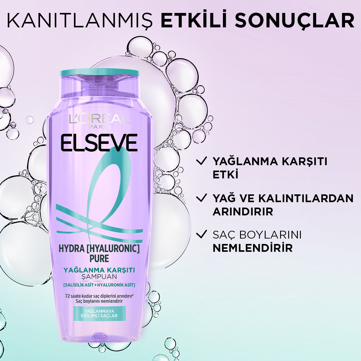 L'Oréal Paris Elseve Hydra [Hyaluronic] Pure Salisilik Asit İçeren Yağlanma Karşıtı Arındırıcı Şampuan 300ml