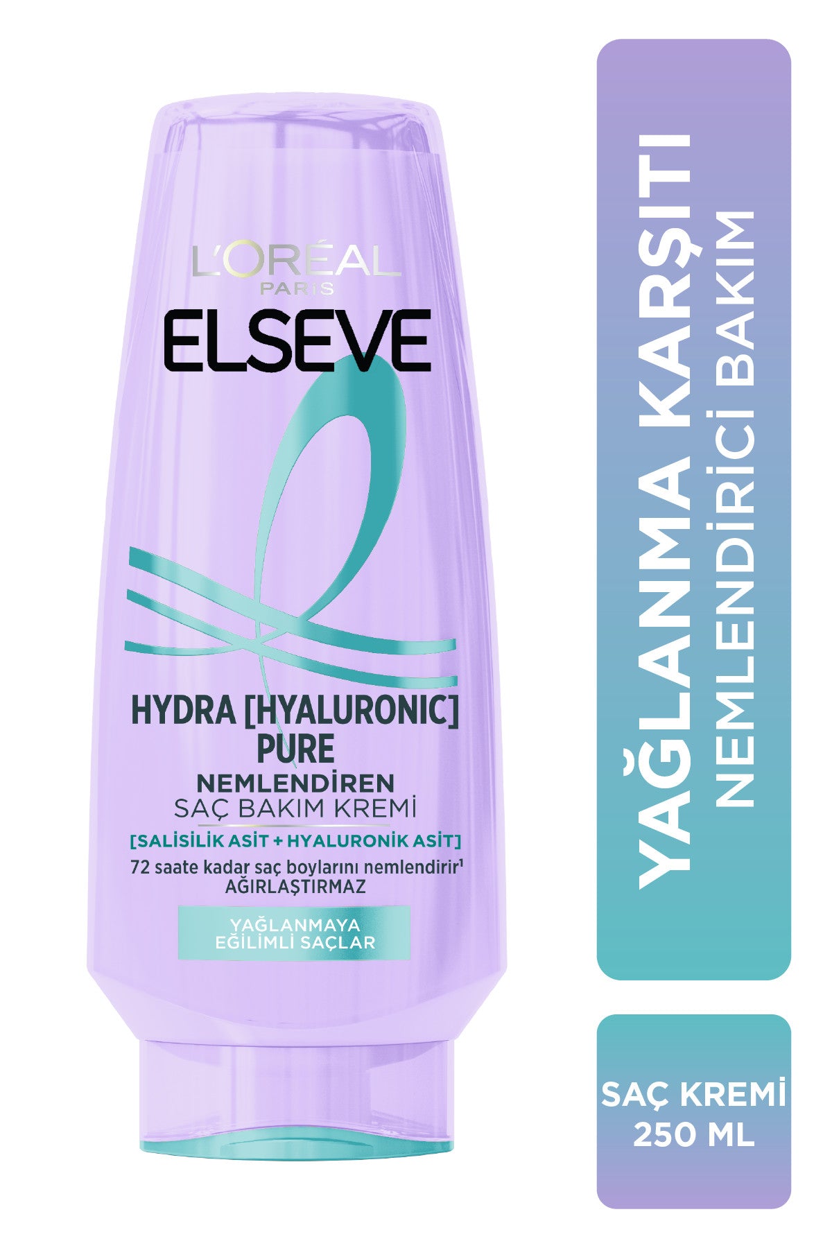 L'Oréal Paris Elseve Hydra [Hyaluronic] Pure Salisilik Asit içeren Yağlanma Karşıtı Nemlendirici Saç Kremi 250ml