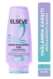 L'Oréal Paris Elseve Hydra [Hyaluronic] Pure Salisilik Asit içeren Yağlanma Karşıtı Nemlendirici Saç Kremi 250ml