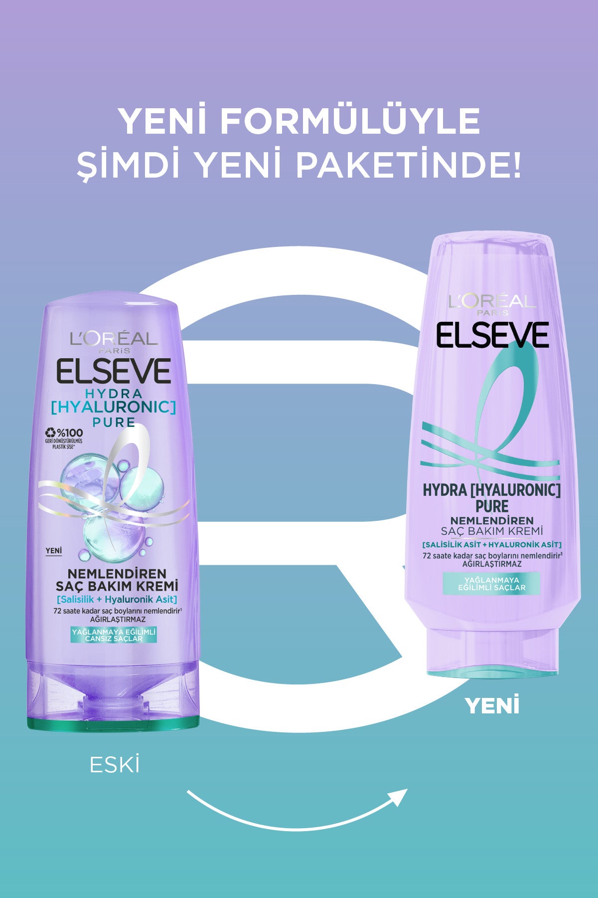 L'Oréal Paris Elseve Hydra [Hyaluronic] Pure Salisilik Asit içeren Yağlanma Karşıtı Nemlendirici Saç Kremi 250ml