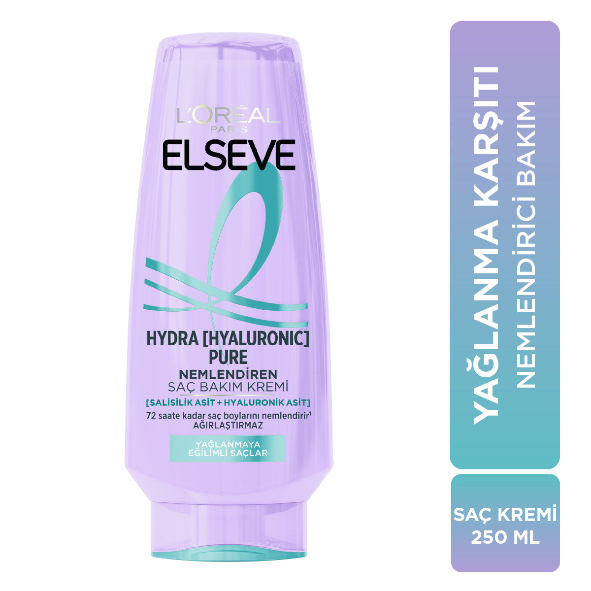 L'Oréal Paris Elseve Hydra [Hyaluronic] Pure Salisilik Asit içeren Yağlanma Karşıtı Nemlendirici Saç Kremi 250ml