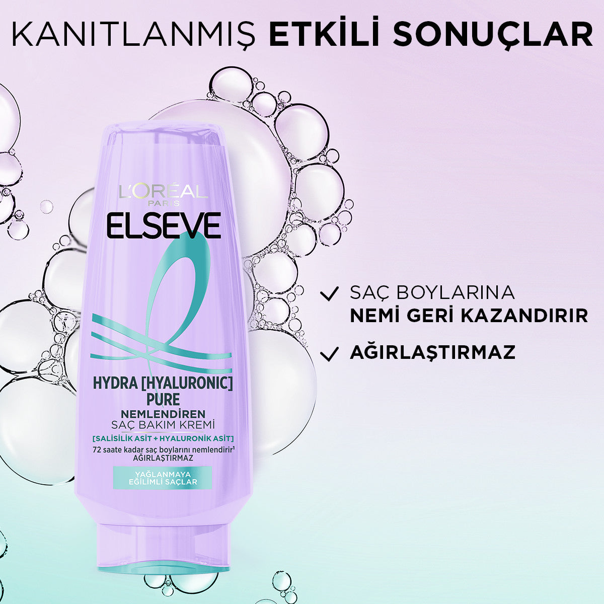 L'Oréal Paris Elseve Hydra [Hyaluronic] Pure Salisilik Asit içeren Yağlanma Karşıtı Nemlendirici Saç Kremi 250ml