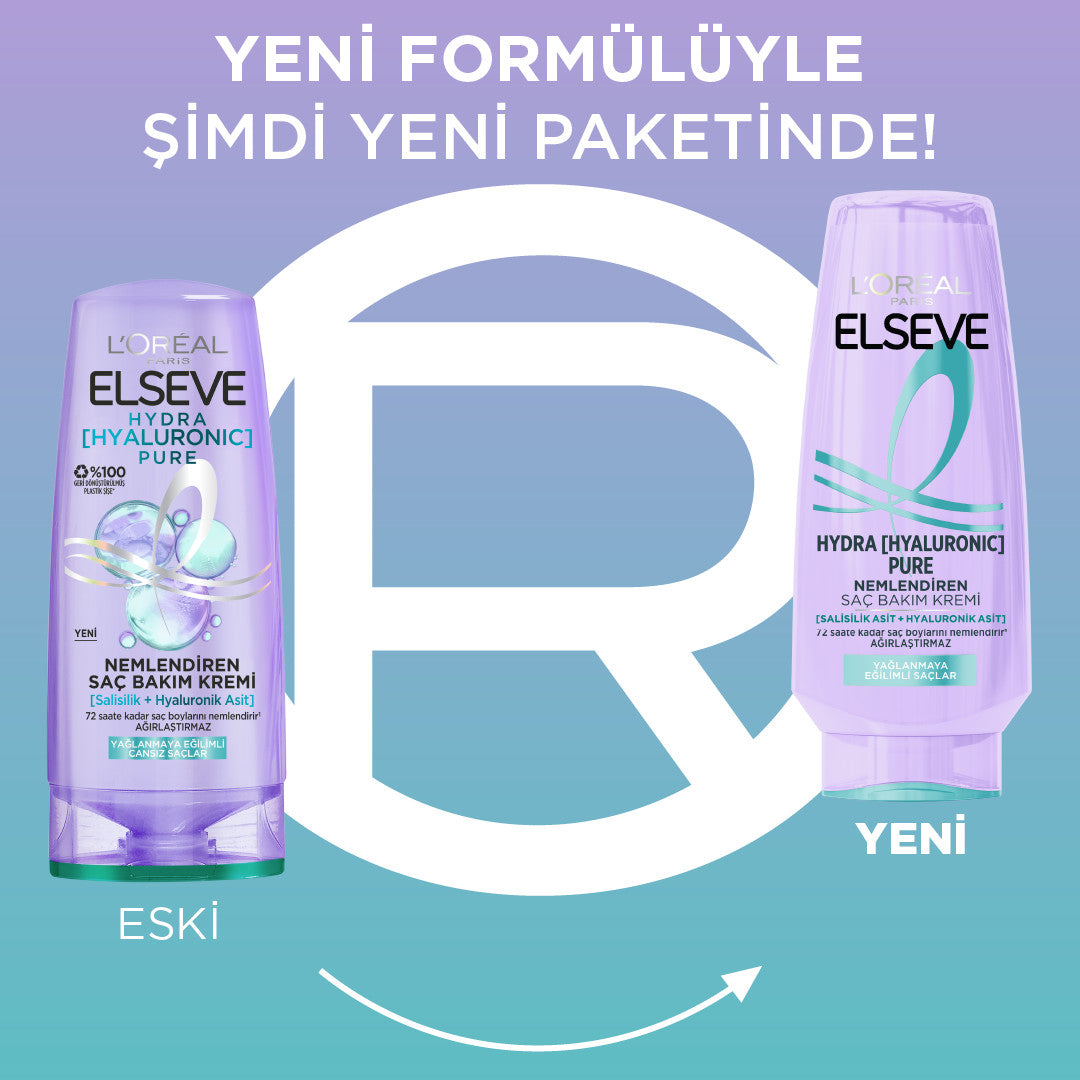 L'Oréal Paris Elseve Hydra [Hyaluronic] Pure Salisilik Asit içeren Yağlanma Karşıtı Nemlendirici Saç Kremi 250ml