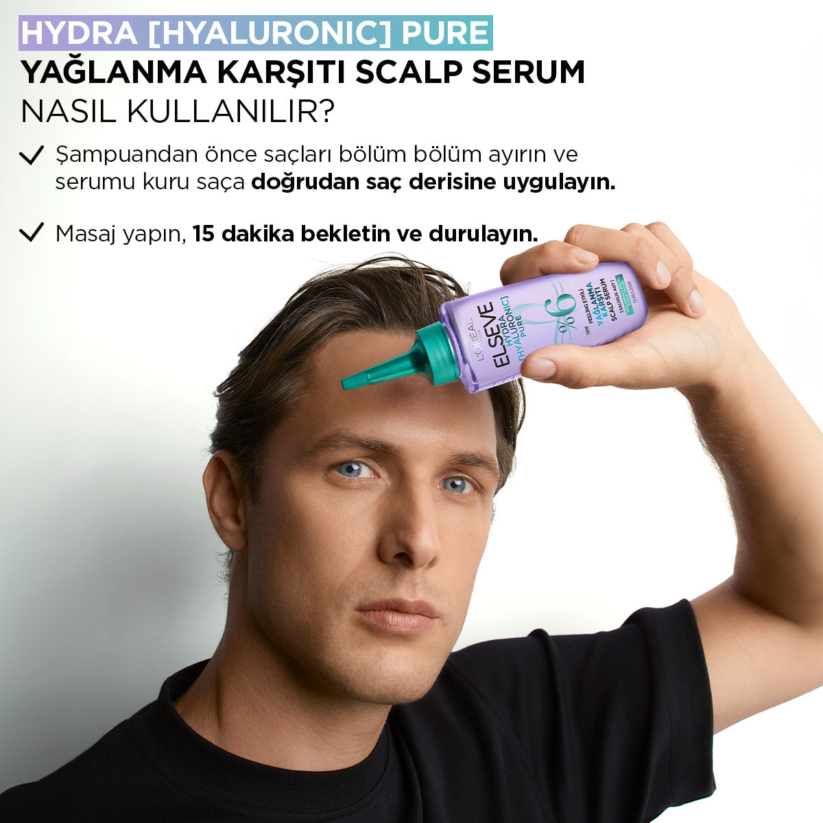 L'Oréal Paris Elseve Hydra [Hyaluronic] Pure Salisilik Asit İçeren Yağlanma Karşıtı Peeling Etkili Saç Derisi Serumu 102ml