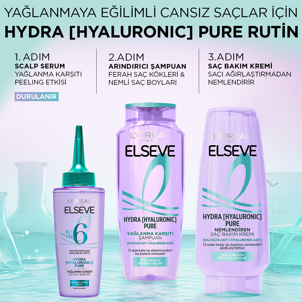 L'Oréal Paris Elseve Hydra [Hyaluronic] Pure Salisilik Asit İçeren Yağlanma Karşıtı Peeling Etkili Saç Derisi Serumu 102ml