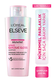 L'Oréal Paris Elseve Ultimate Glycolic Gloss Mükemmel Parlaklık için Bakım Yapan Sülfatsız Şampuan 200ml