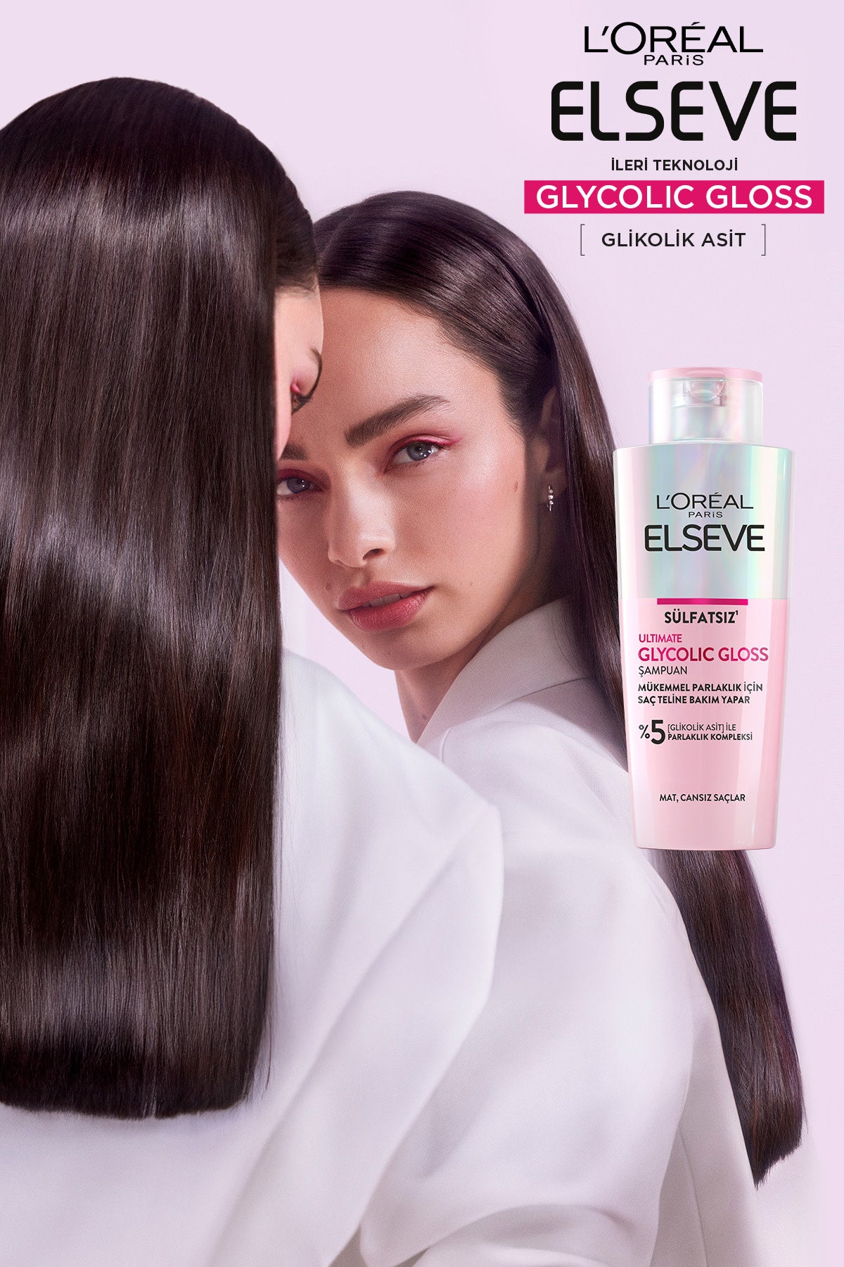 L'Oréal Paris Elseve Ultimate Glycolic Gloss Mükemmel Parlaklık için Bakım Yapan Sülfatsız Şampuan 200ml