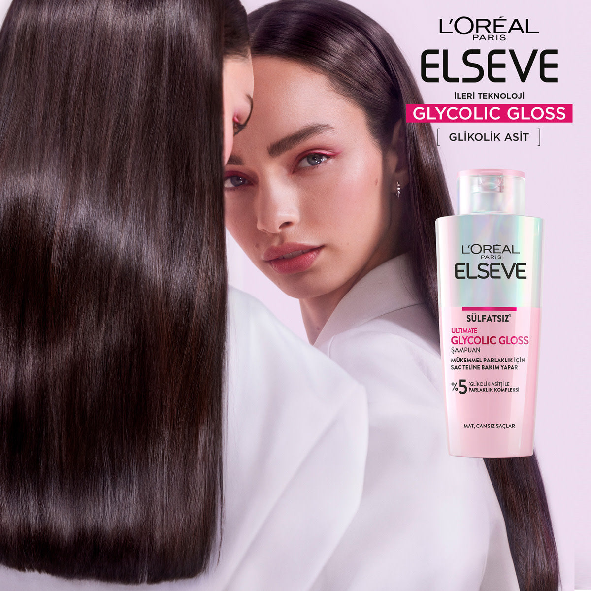 L'Oréal Paris Elseve Ultimate Glycolic Gloss Mükemmel Parlaklık için Bakım Yapan Sülfatsız Şampuan 200ml