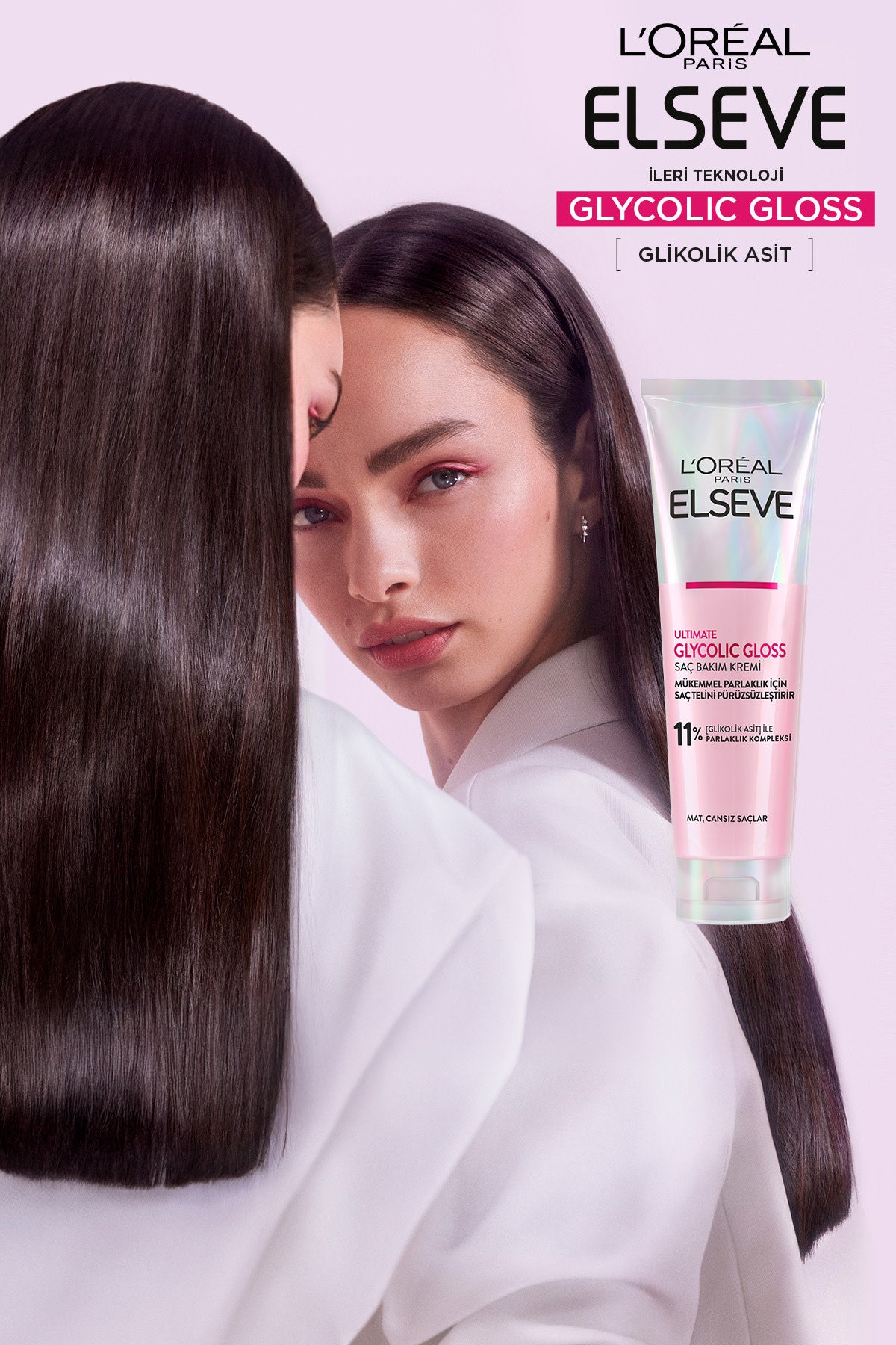 L'Oréal Paris Elseve Ultimate Glycolic Gloss Mükemmel Parlaklık için Pürüzsüzleştirici Sülfatsız Saç Kremi 150ml