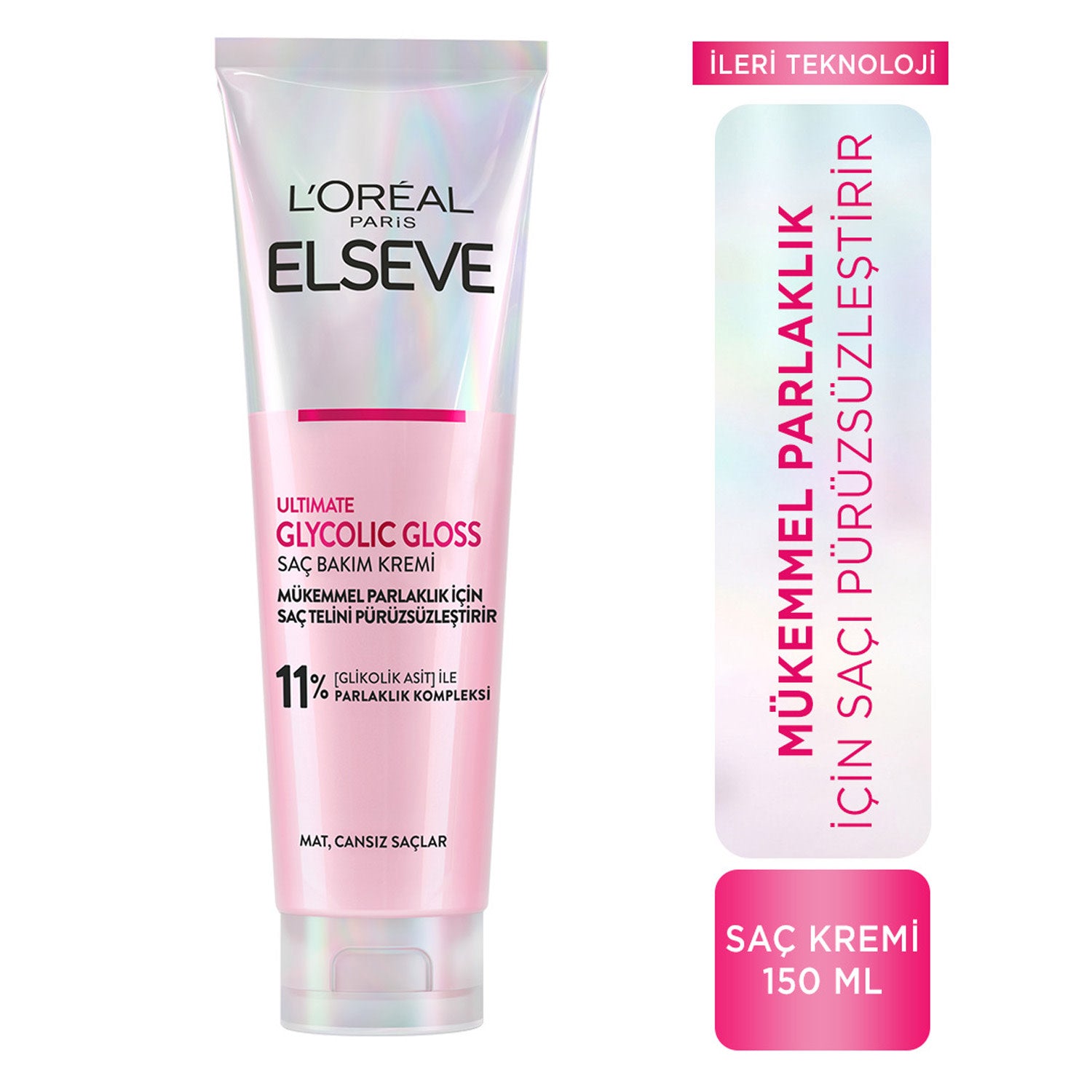 L'Oréal Paris Elseve Ultimate Glycolic Gloss Mükemmel Parlaklık için Pürüzsüzleştirici Sülfatsız Saç Kremi 150ml