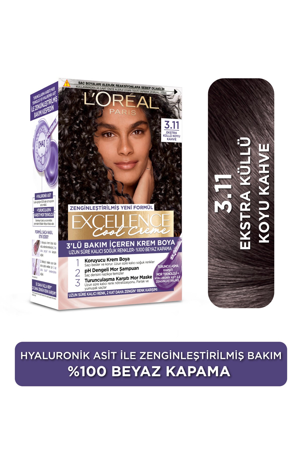 L’Oréal Paris Excellence Cool Creme 3.11 Ekstra Küllü Koyu Kahve Saç Boyası
