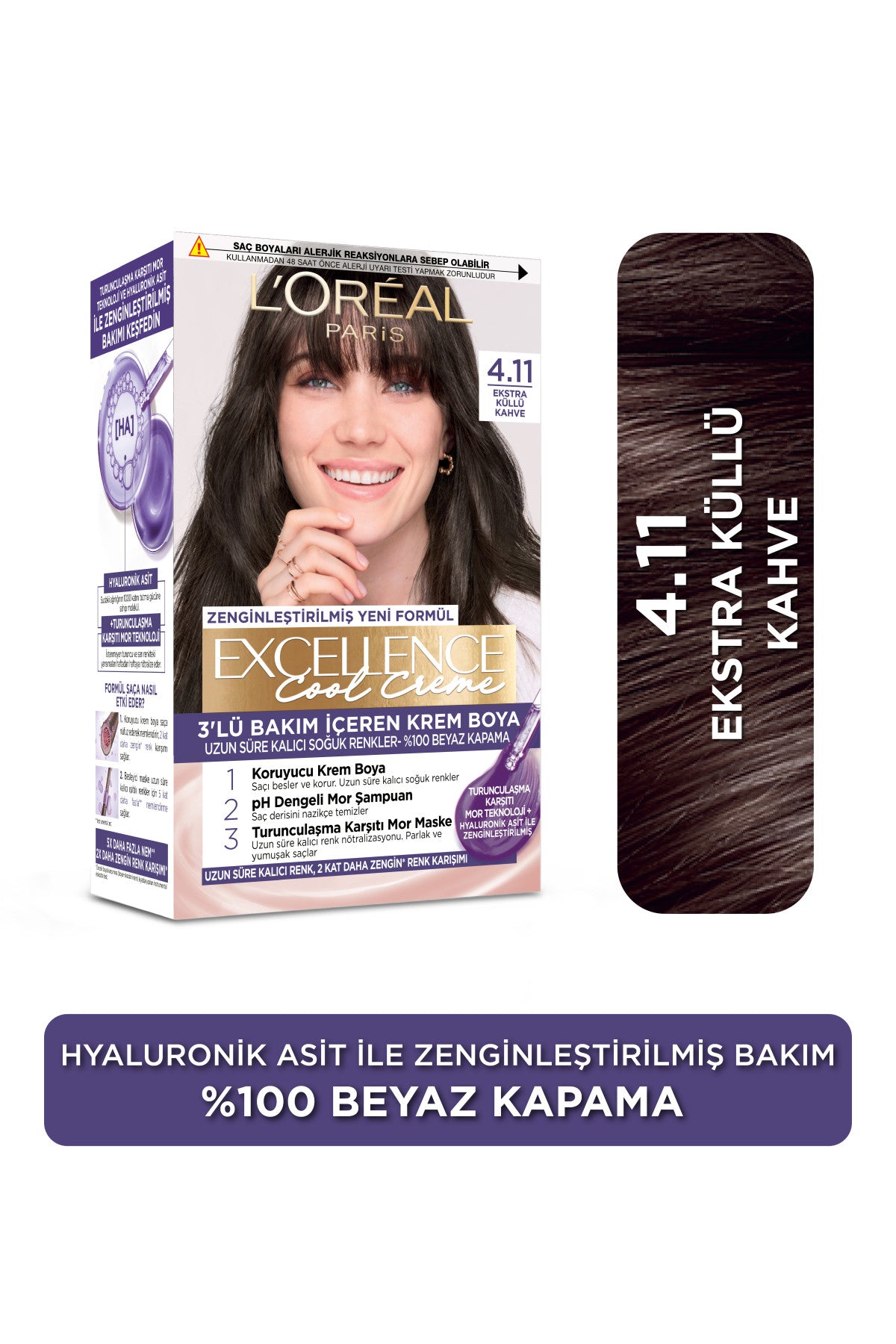 L’Oréal Paris Excellence Cool Creme 4.11 Ekstra Küllü Kahve Saç Boyası