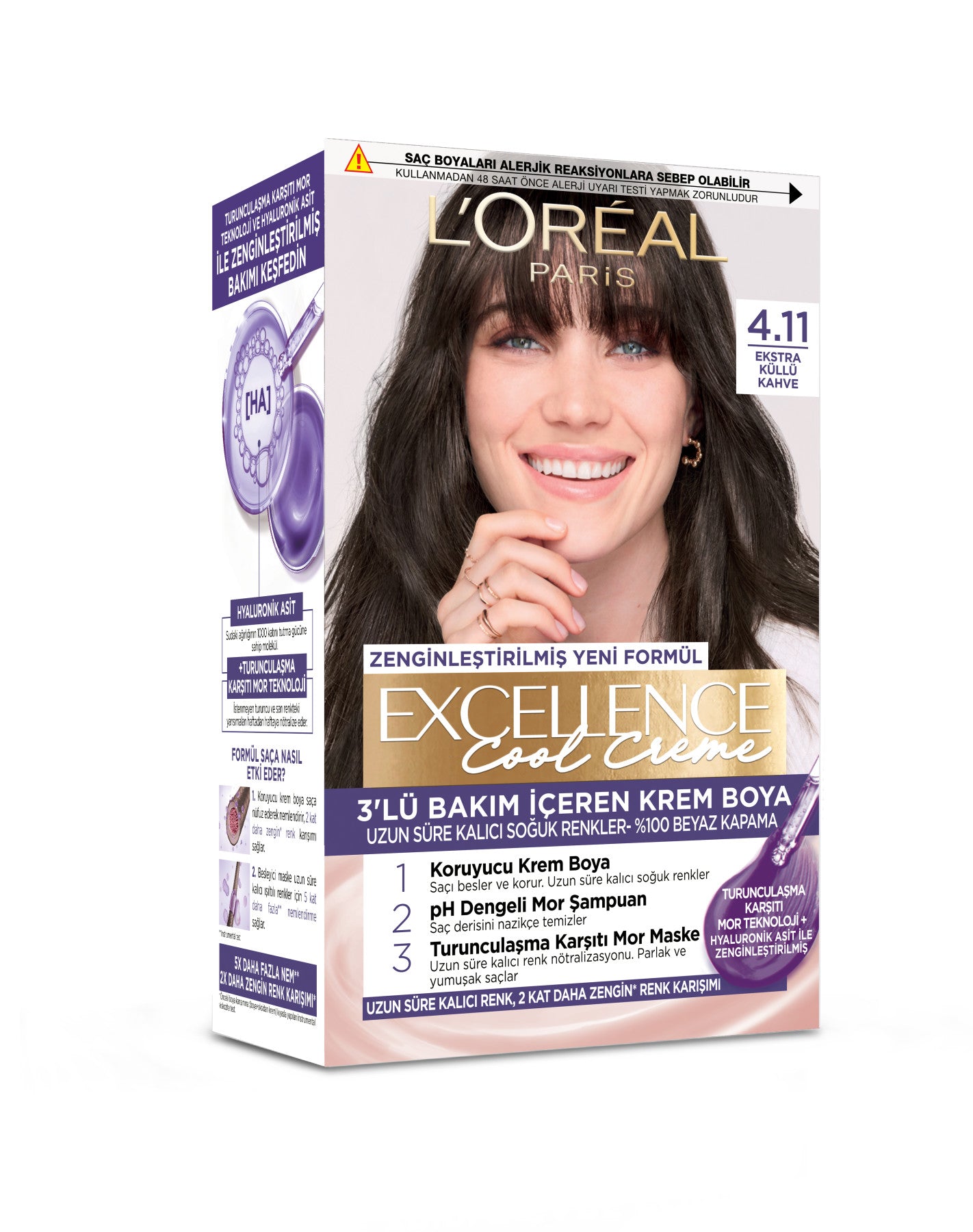 L’Oréal Paris Excellence Cool Creme 4.11 Ekstra Küllü Kahve Saç Boyası