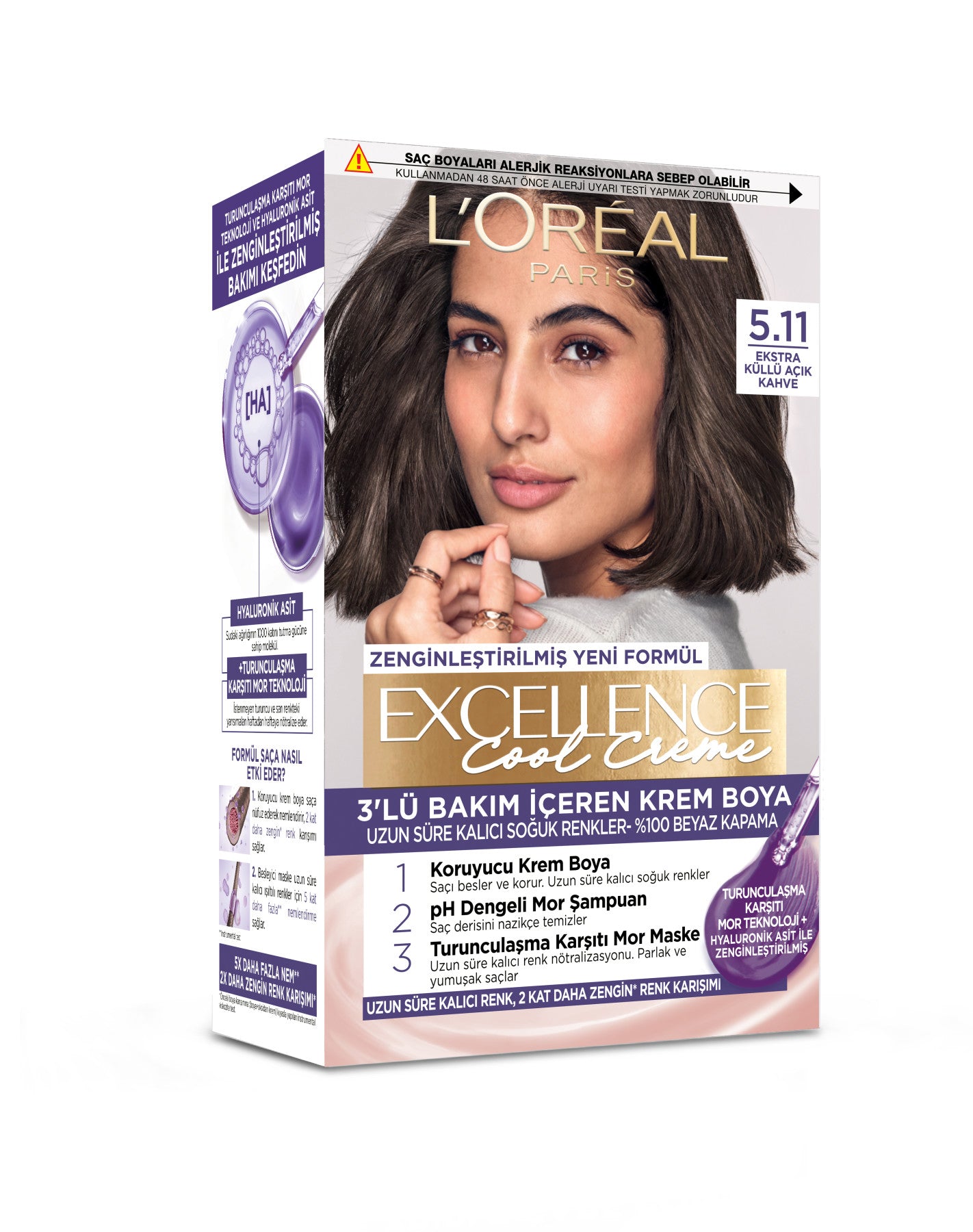 L’Oréal Paris Excellence Cool Creme 5.11 Ekstra Küllü Açık Kahve Saç Boyası