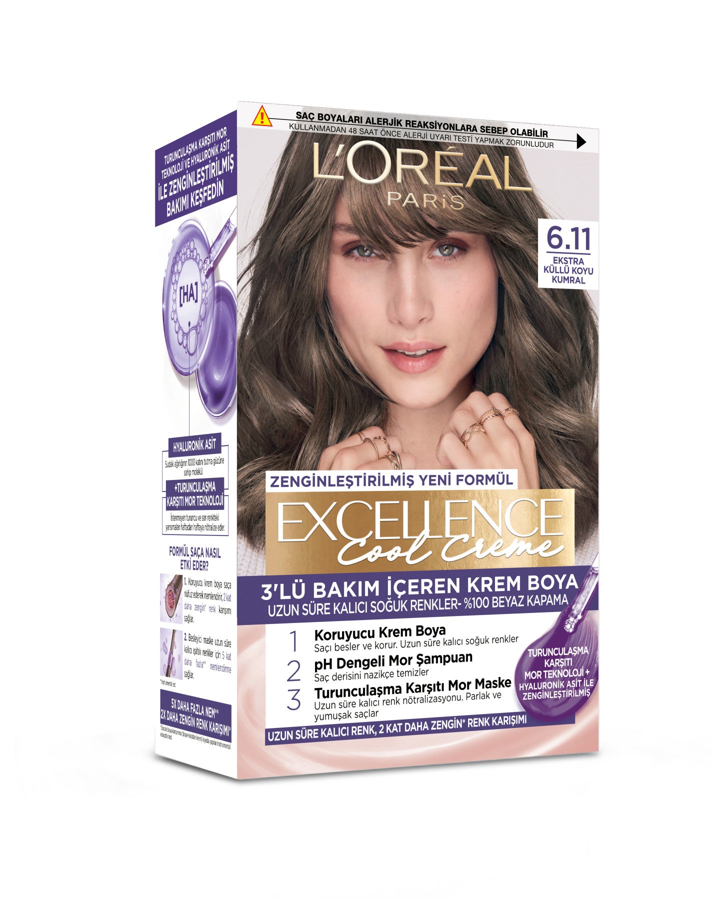 L’Oréal Paris Excellence Cool Creme 6.11 Ekstra Küllü Koyu Kumral Saç Boyası