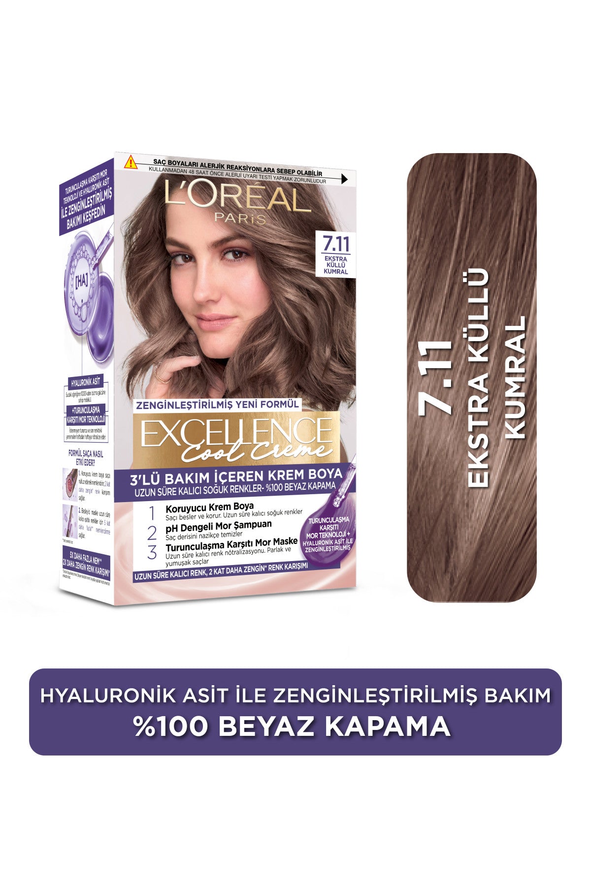 L’Oréal Paris Excellence Cool Creme 7.11 Ekstra Küllü Kumral Saç Boyası