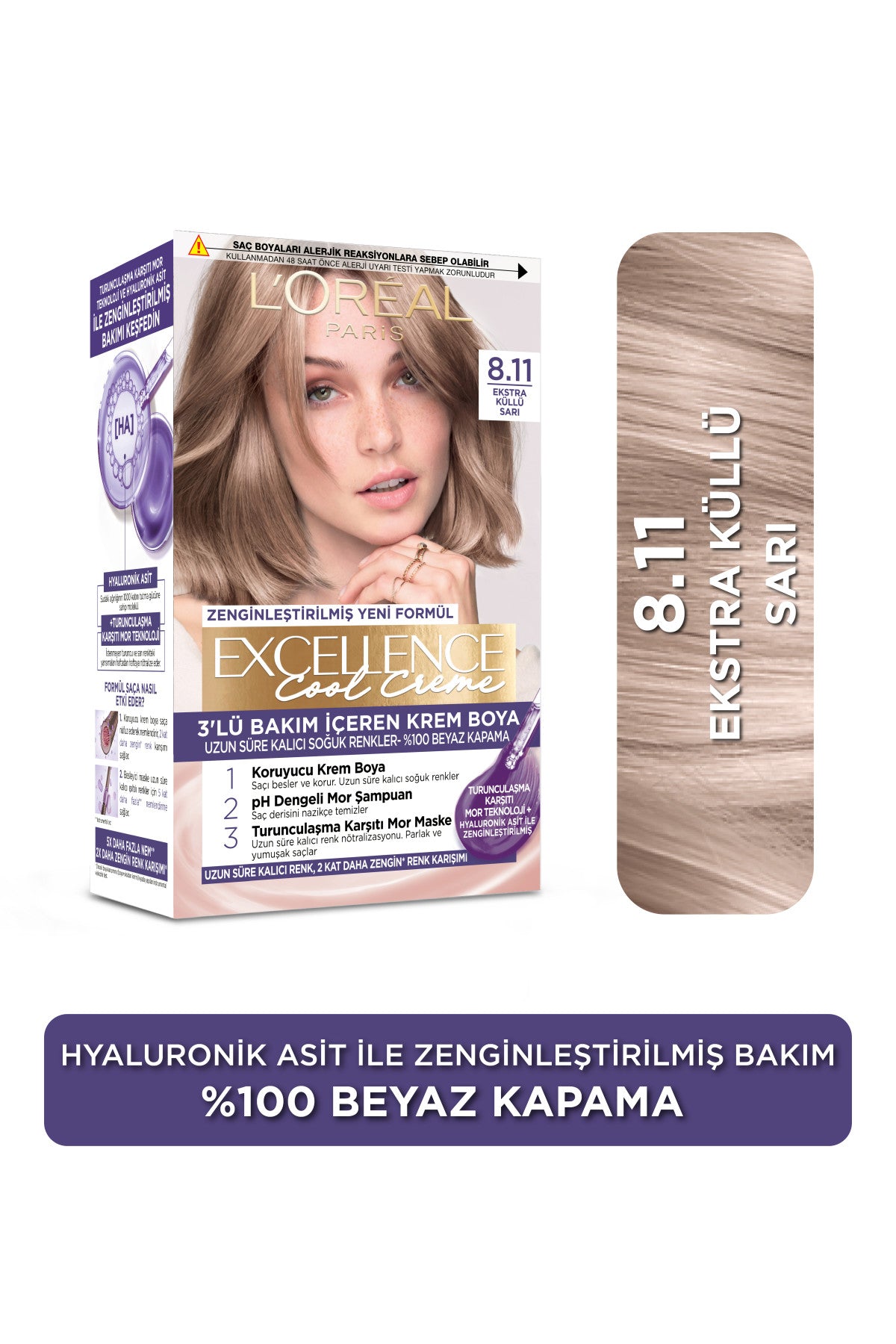 L’Oréal Paris Excellence Cool Creme 8.11 Ekstra Küllü Sarı Saç Boyası
