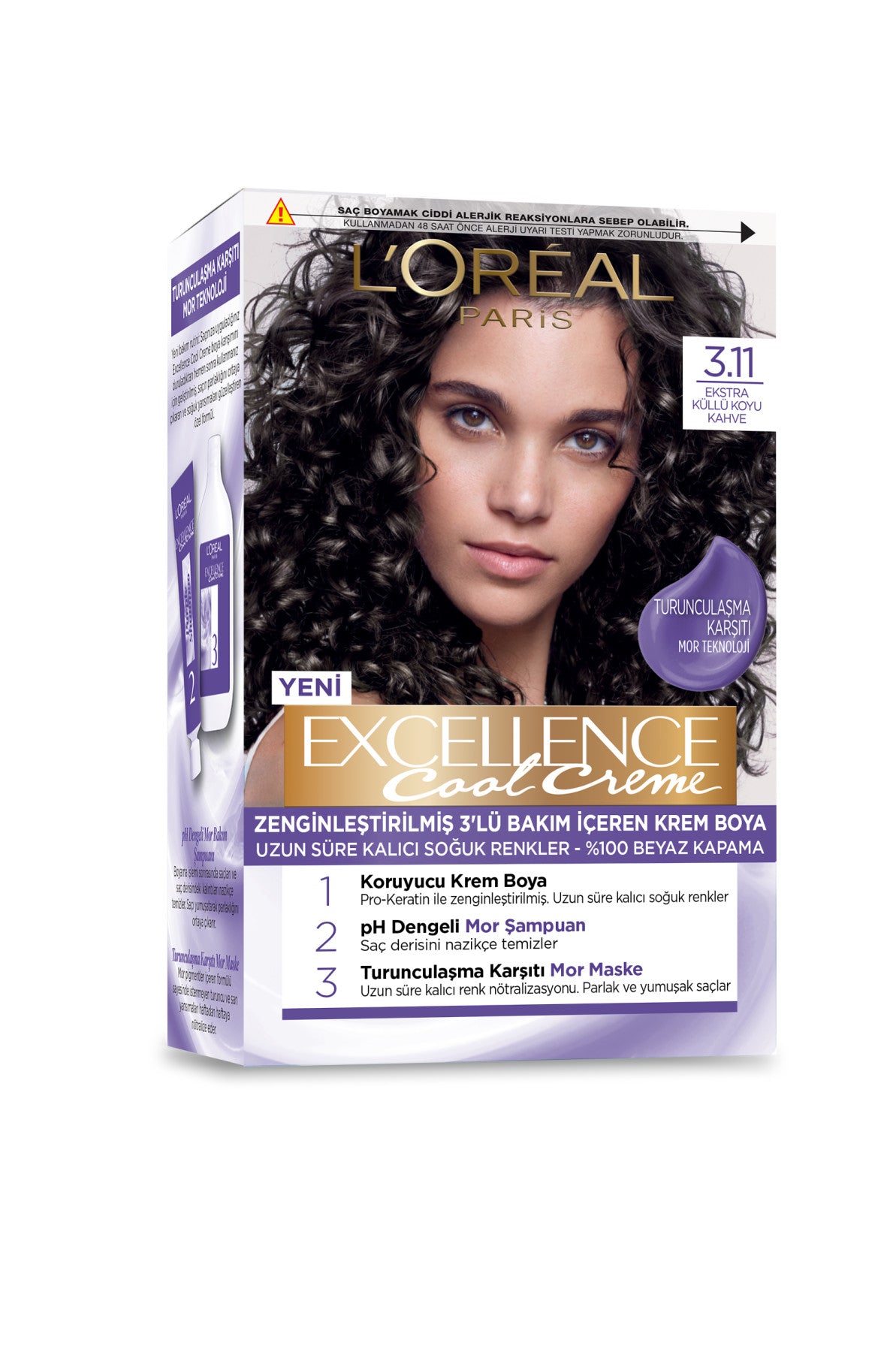 L’Oréal Paris Excellence Cool Creme Saç Boyası – 3.11 Ekstra Küllü Koyu Kahve