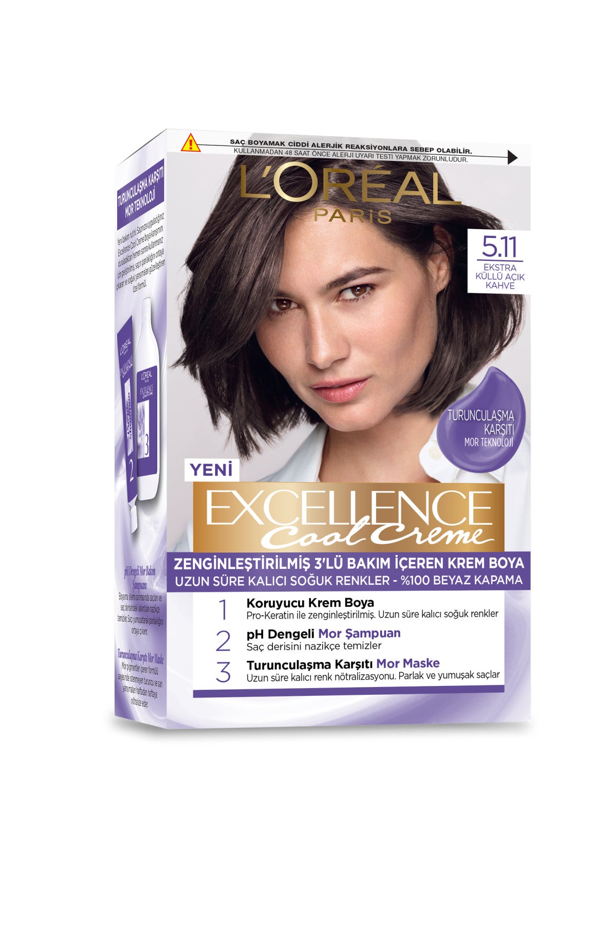 L’Oréal Paris Excellence Cool Creme Saç Boyası – 5.11 Ekstra Küllü Açık Kahve