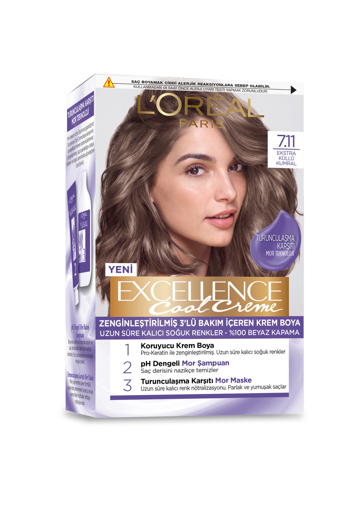 L’Oréal Paris Excellence Cool Creme Saç Boyası – 7.11 Ekstra Küllü Kumral