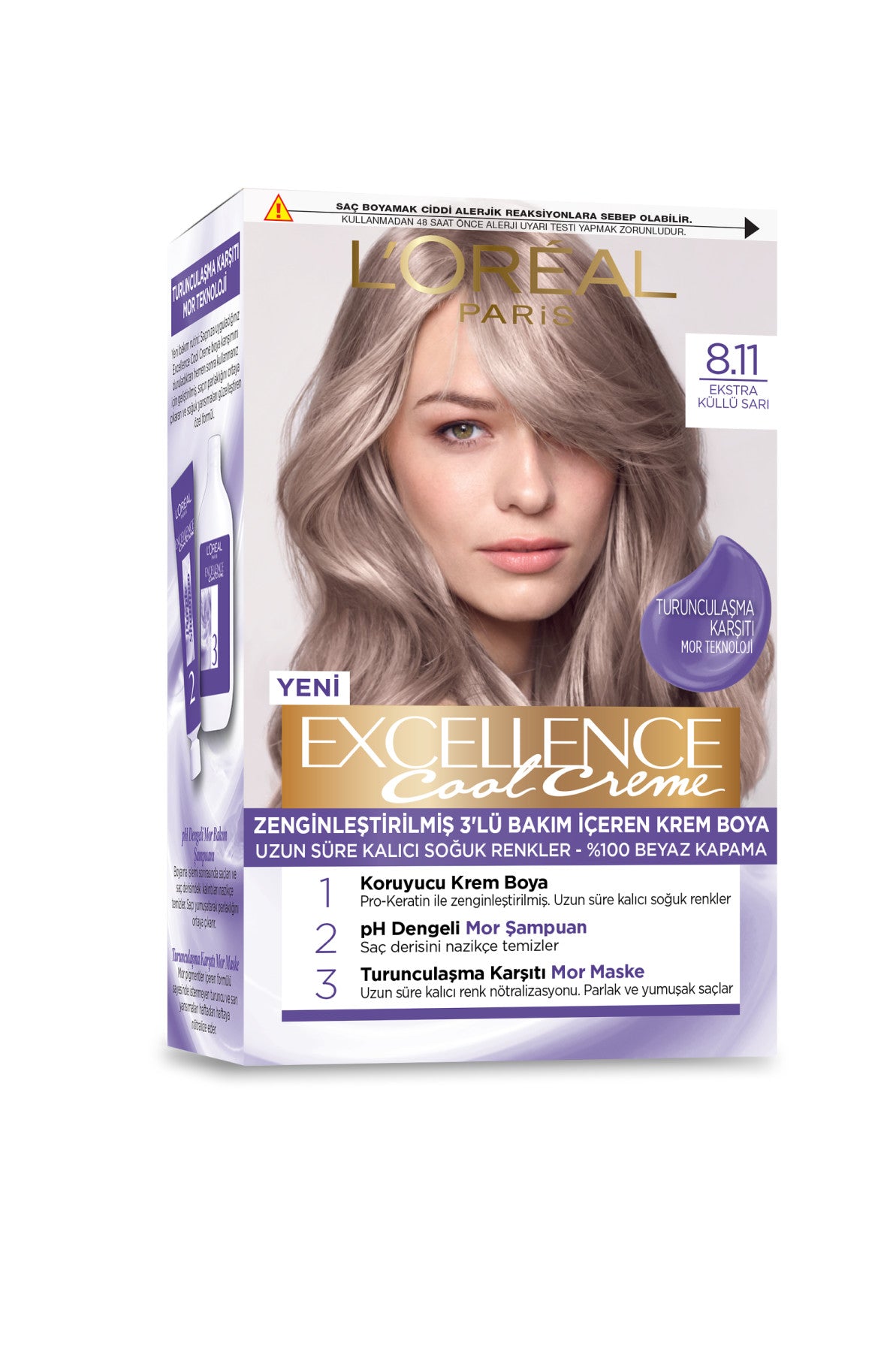 L’Oréal Paris Excellence Cool Creme Saç Boyası – 8.11 Ekstra Küllü Sarı