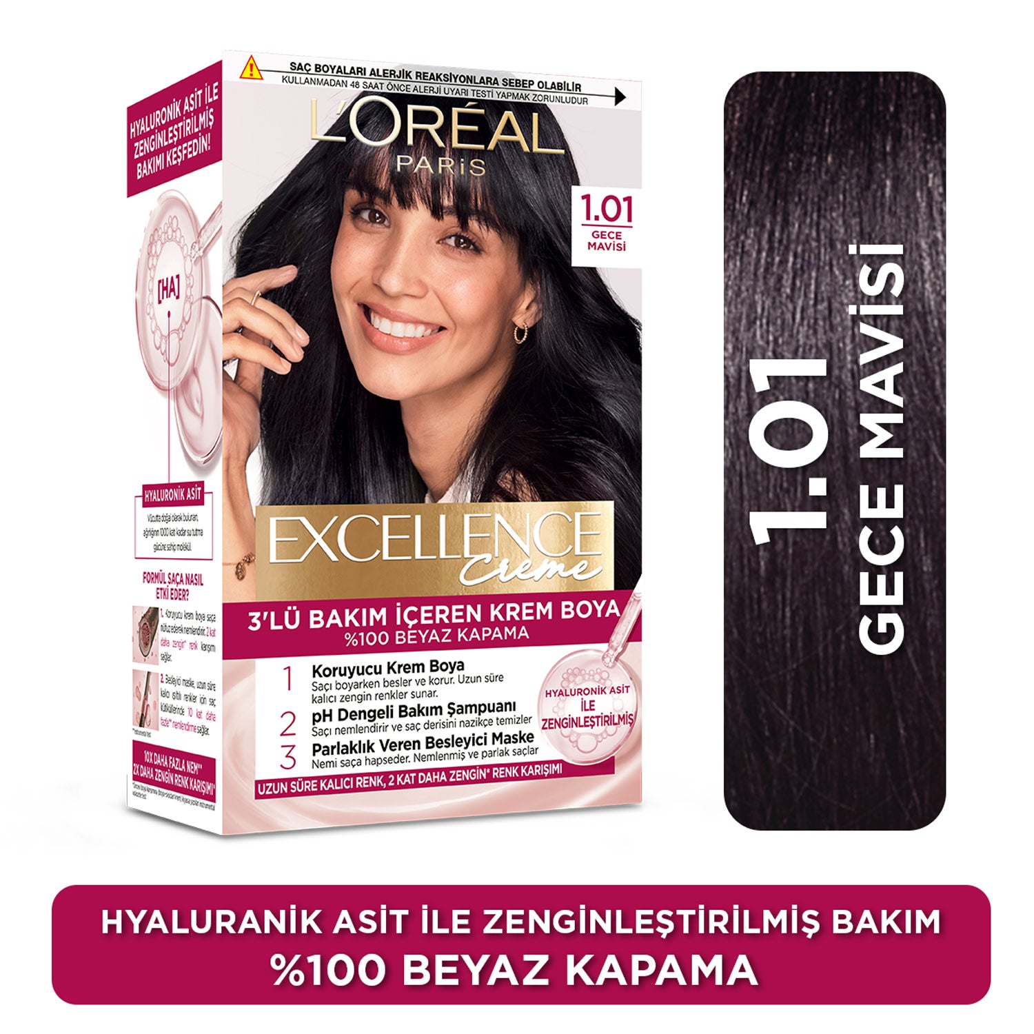L’Oréal Paris Excellence Creme 1.01 Derin Geve Mavisi Saç Boyası