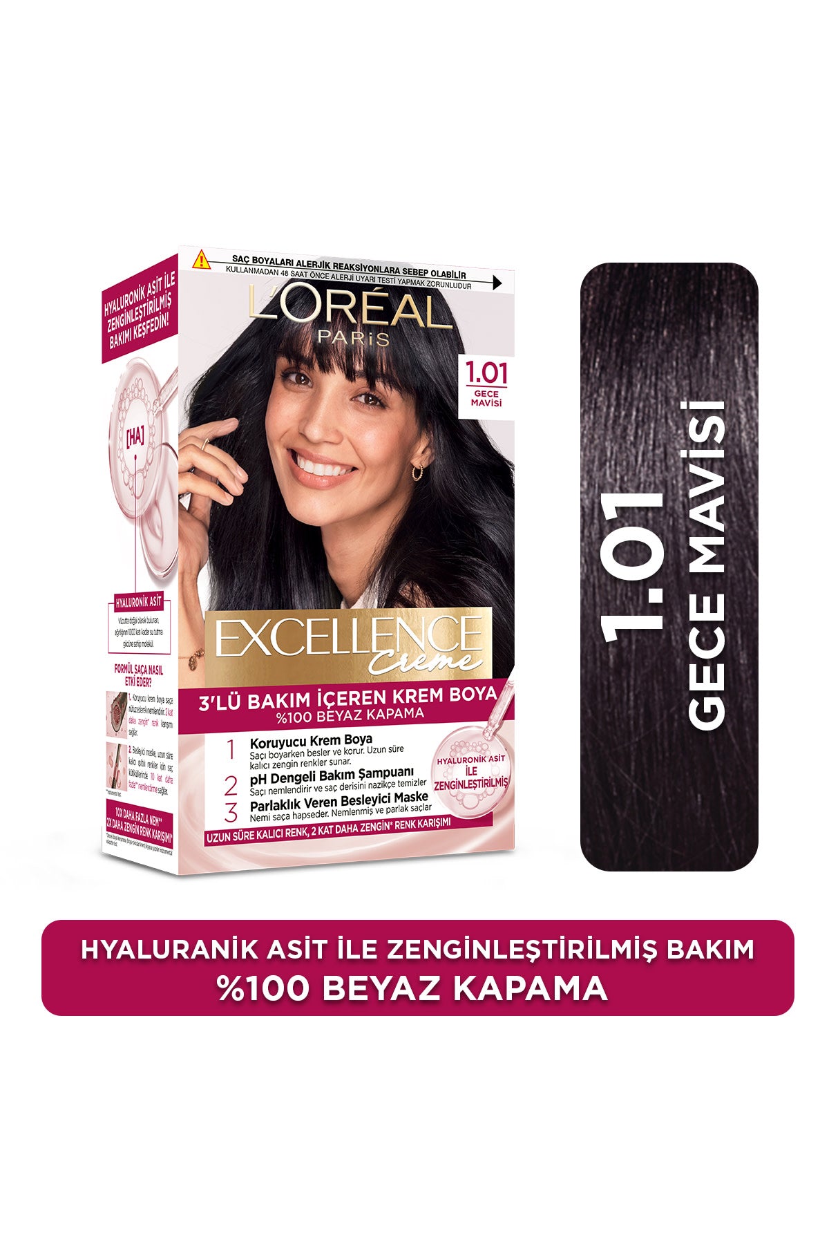 L’Oréal Paris Excellence Creme 1.01 Derin Geve Mavisi Saç Boyası