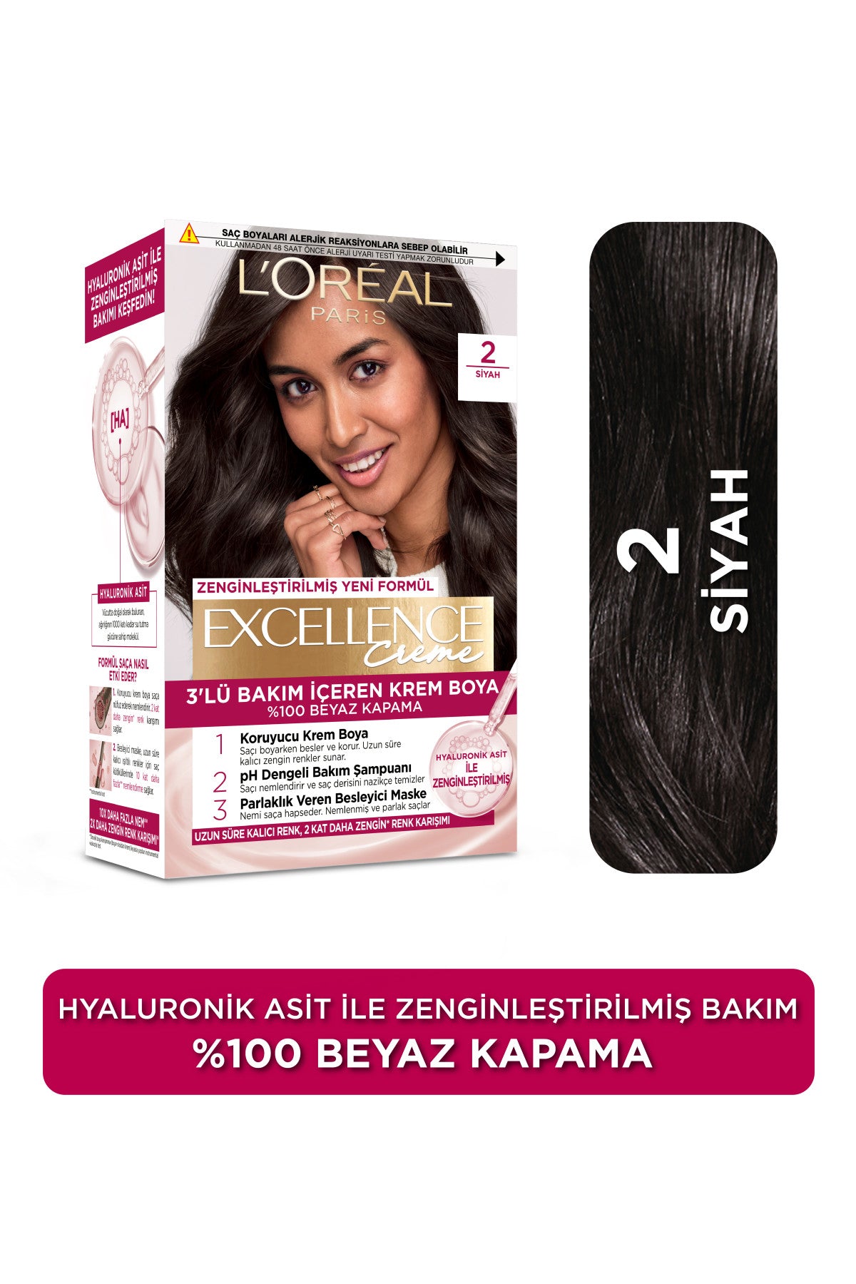 L’Oréal Paris Excellence Creme 2 Siyah Saç Boyası