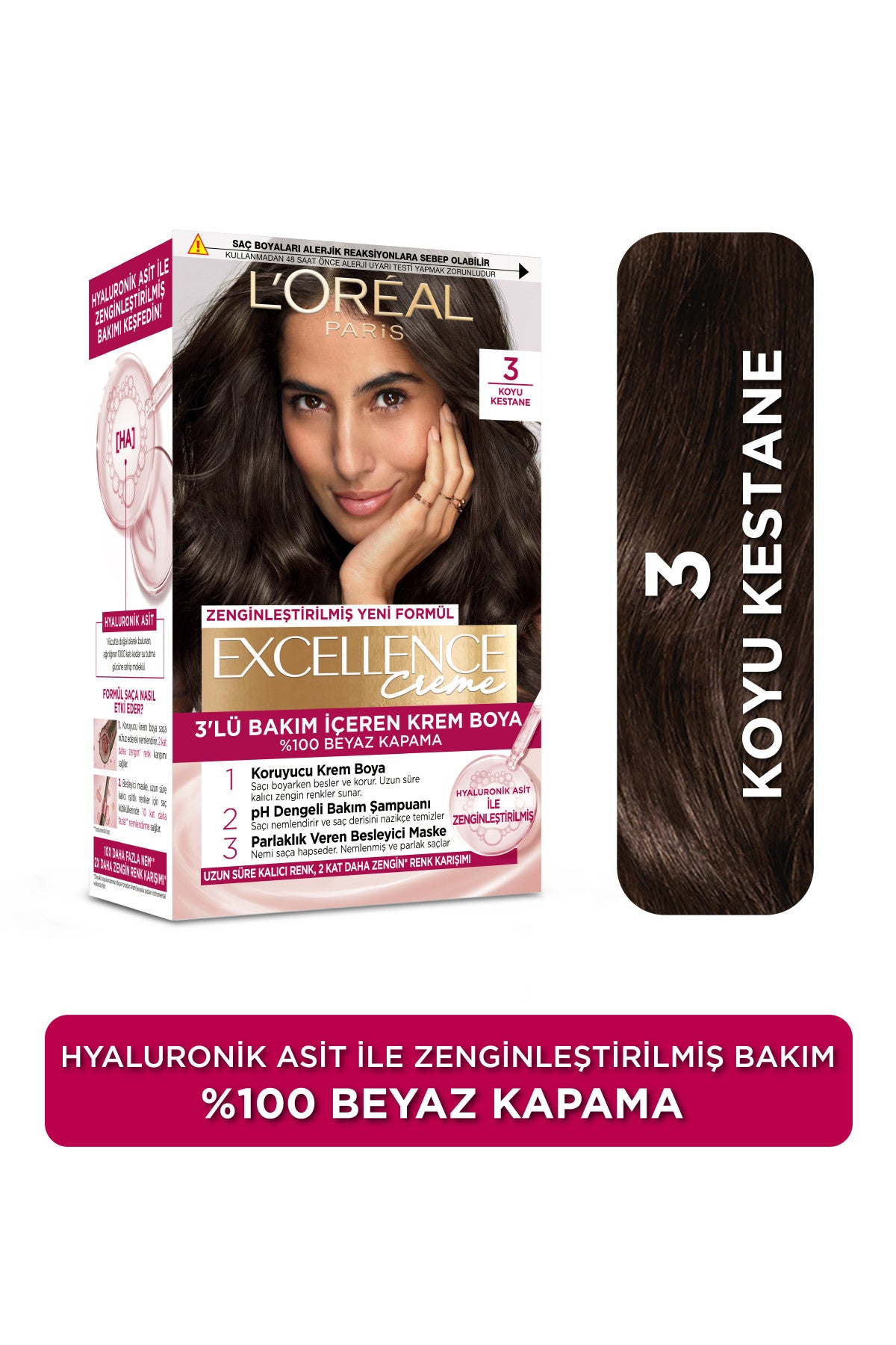 L’Oréal Paris Excellence Creme 3 Koyu Kestane Saç Boyası