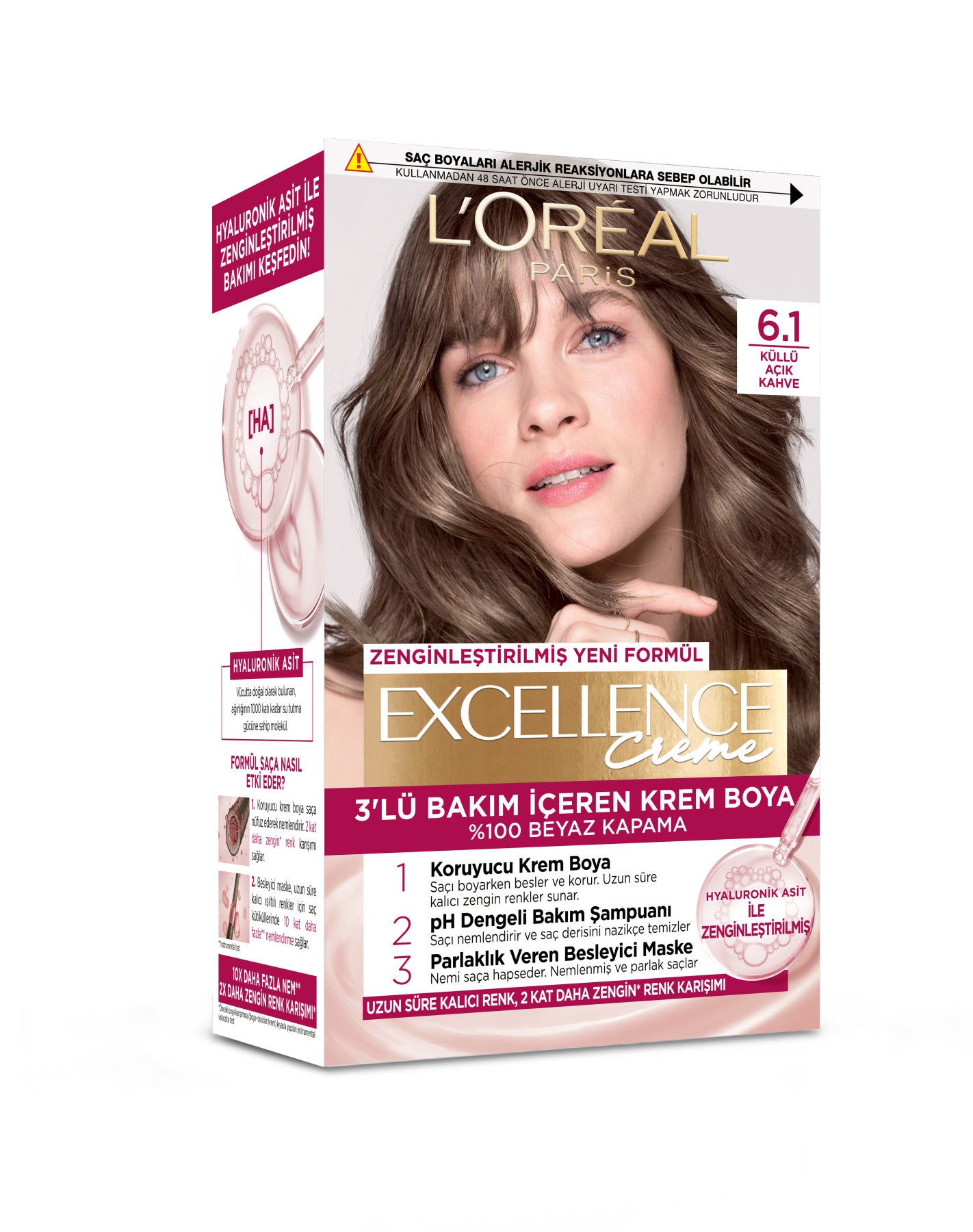 L’Oréal Paris Excellence Creme 6.1 Küllü Açık Kahve Saç Boyası