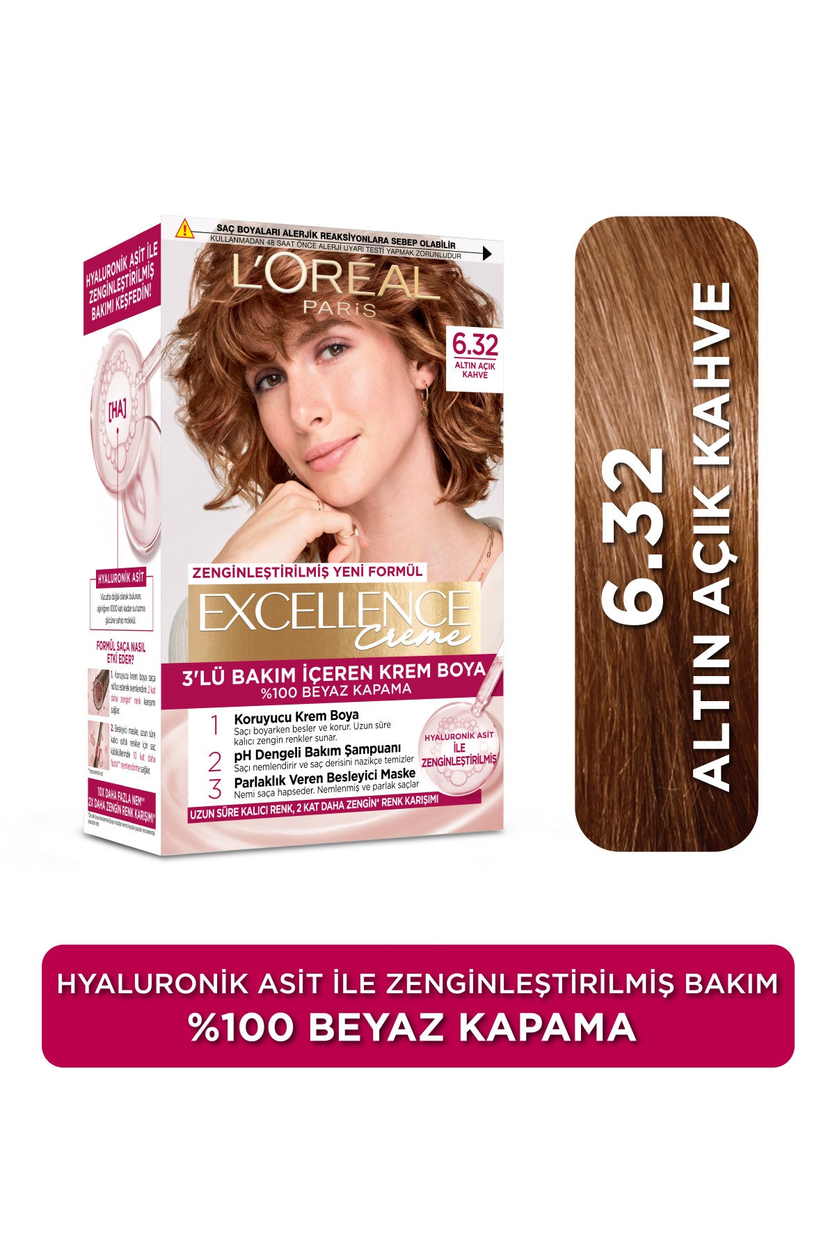 L’Oréal Paris Excellence Creme 6.32 Altın Açık Kahve Saç Boyası
