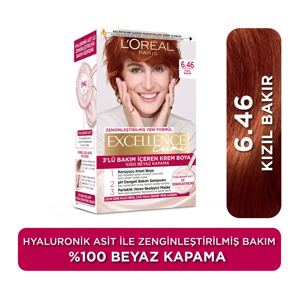 L’Oréal Paris Excellence Creme 6.46 Kızıl Bakır Saç Boyası