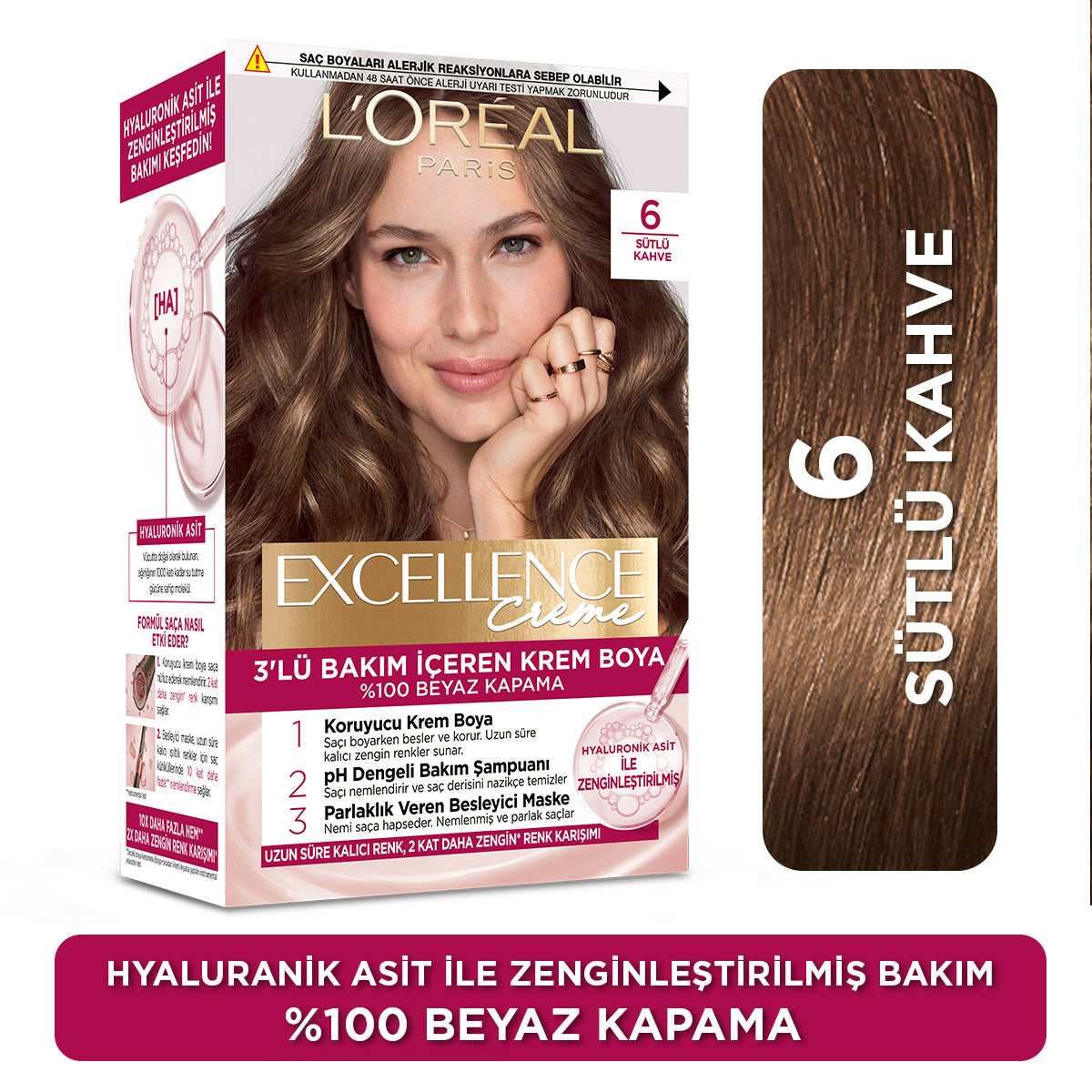 L’Oréal Paris Excellence Creme 6 Sütlü Kahve Saç Boyası
