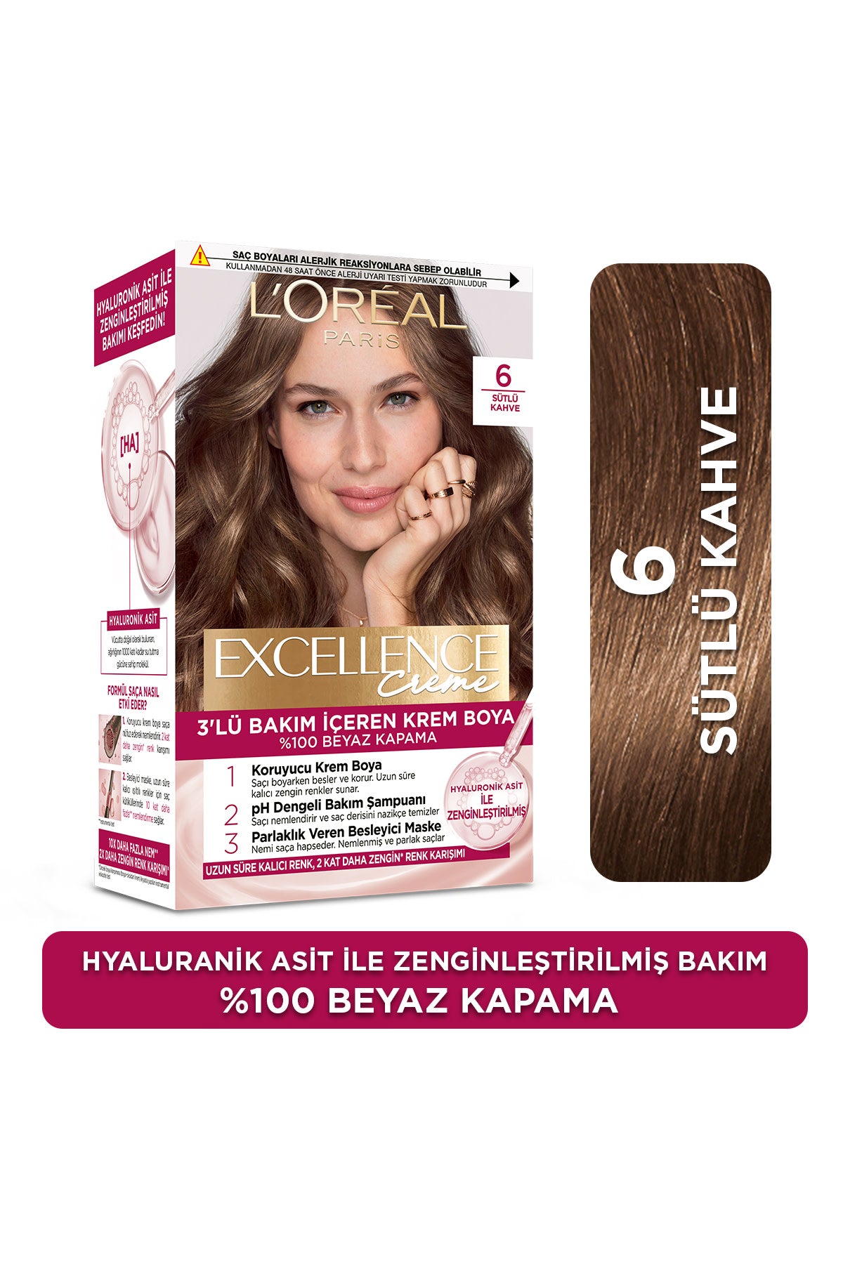 L’Oréal Paris Excellence Creme 6 Sütlü Kahve Saç Boyası