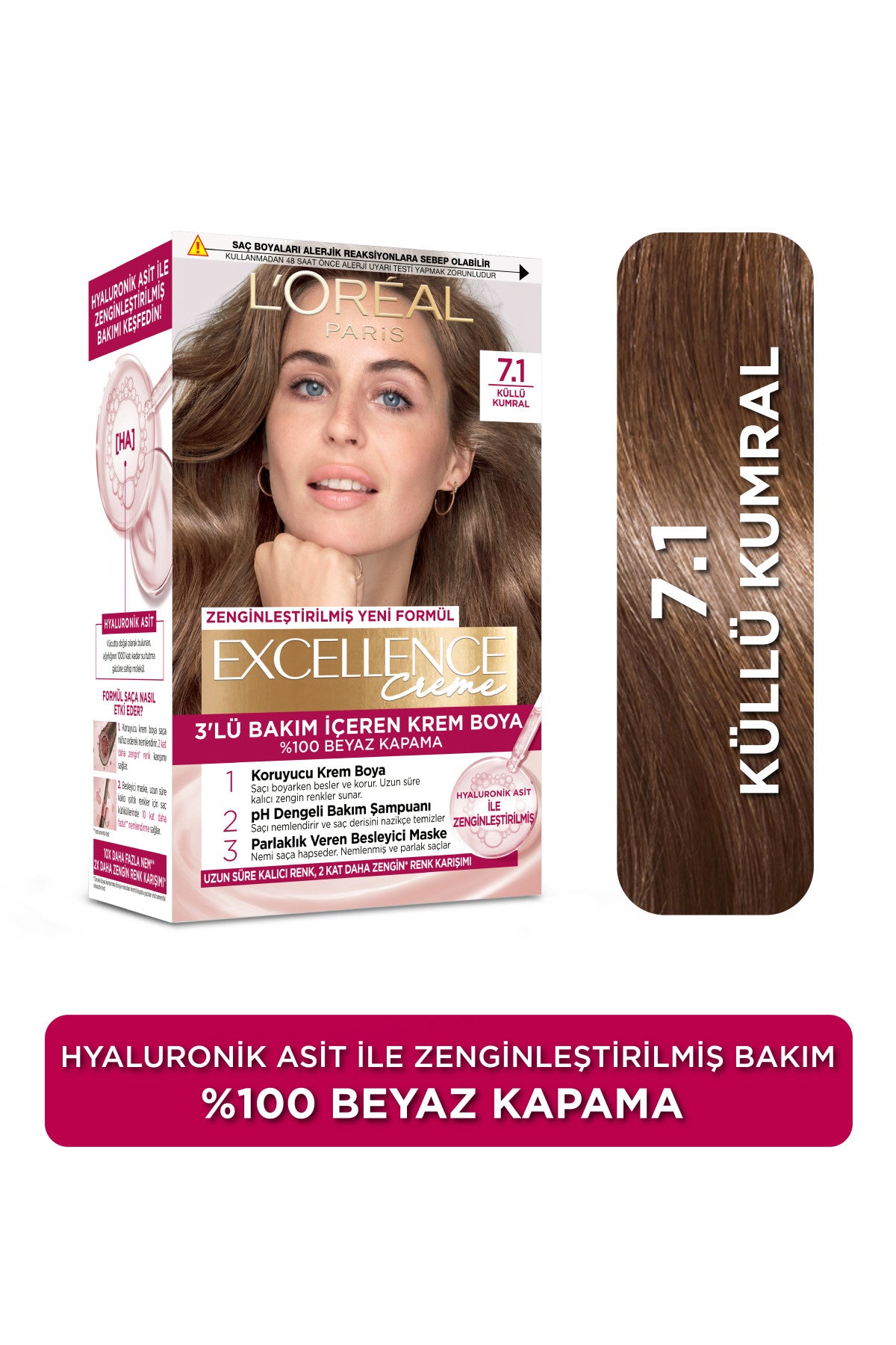 L’Oréal Paris Excellence Creme 7.1 Küllü Kumral Saç Boyası