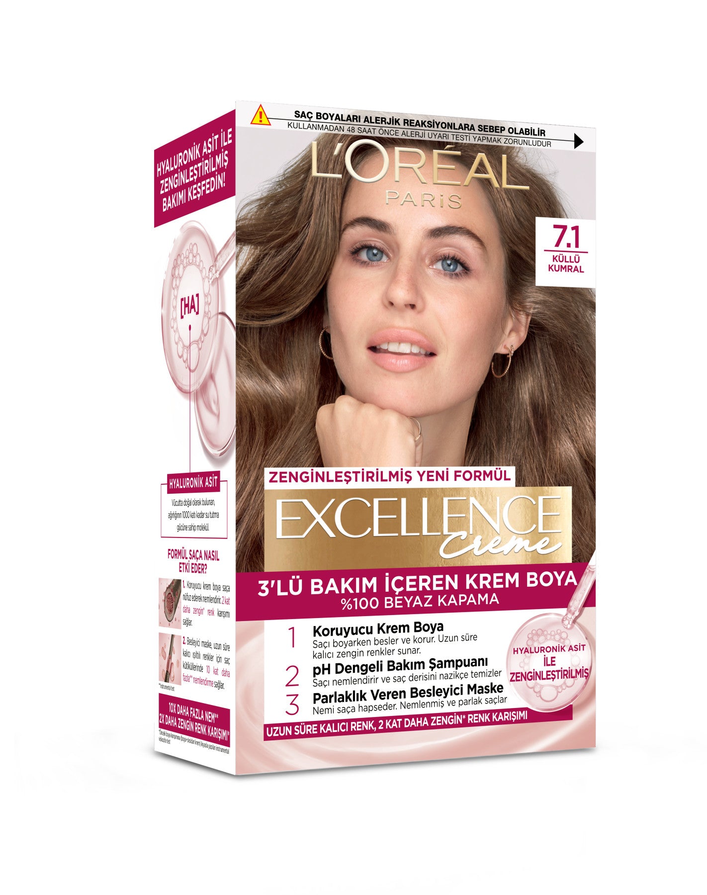 L’Oréal Paris Excellence Creme 7.1 Küllü Kumral Saç Boyası