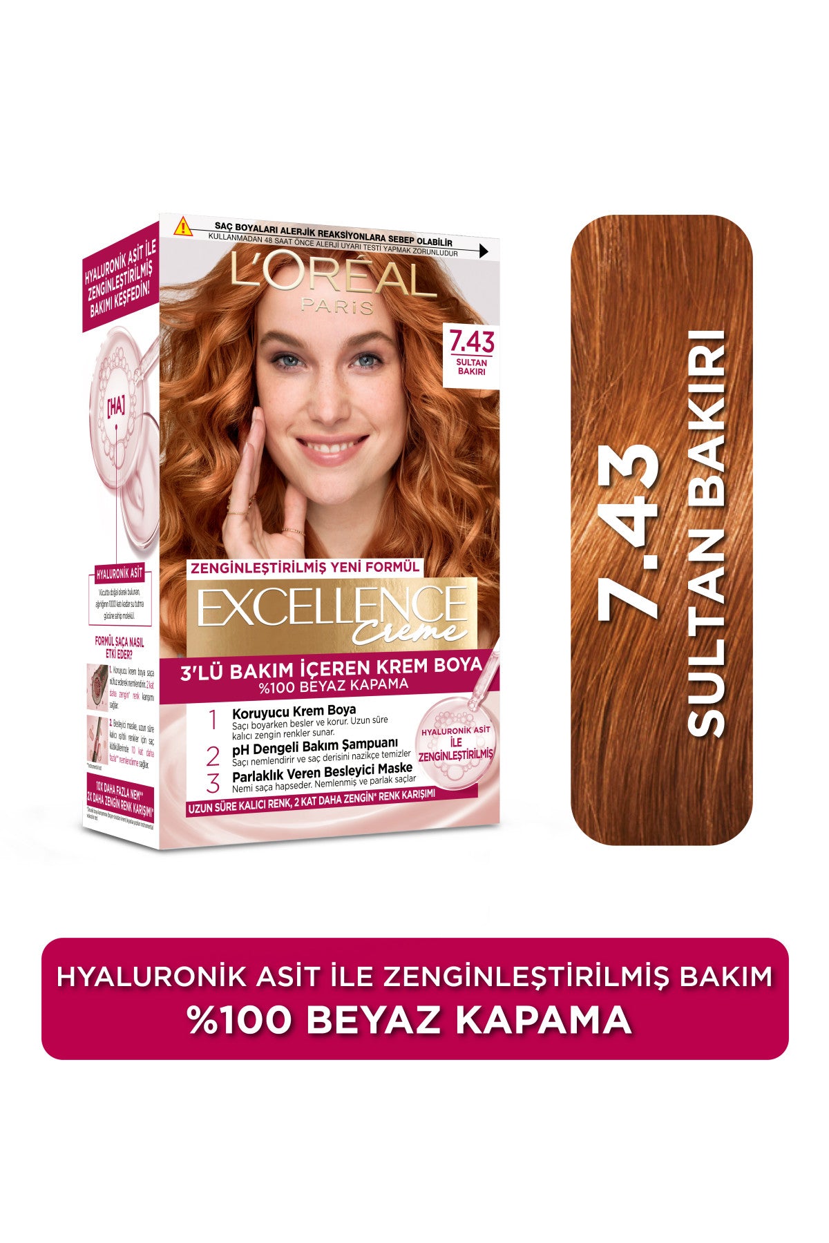L’Oréal Paris Excellence Creme 7.43 Sultan Bakırı Saç Boyası