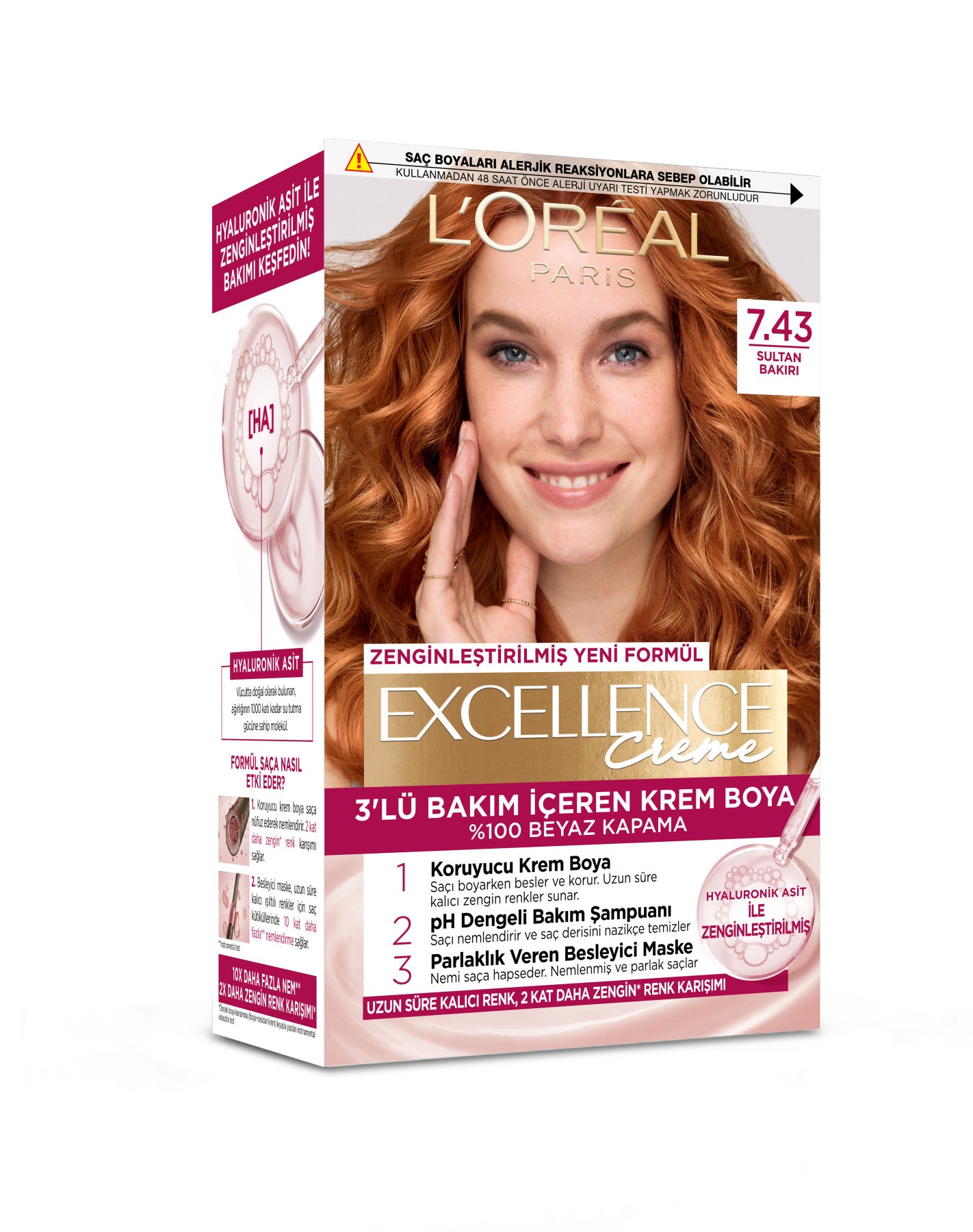 L’Oréal Paris Excellence Creme 7.43 Sultan Bakırı Saç Boyası